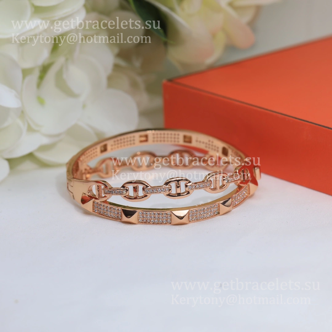 Hermes Collier de Chien Double Layer Bangle White Gold Pink Gold Yellow Gold Low Price
