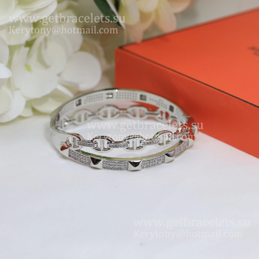 Hermes Collier de Chien Double Layer Bangle White Gold Pink Gold Yellow Gold Low Price