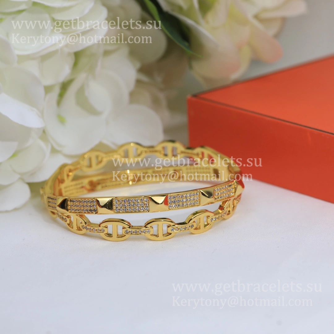 Hermes Collier de Chien Double Layer Bangle White Gold Pink Gold Yellow Gold Low Price