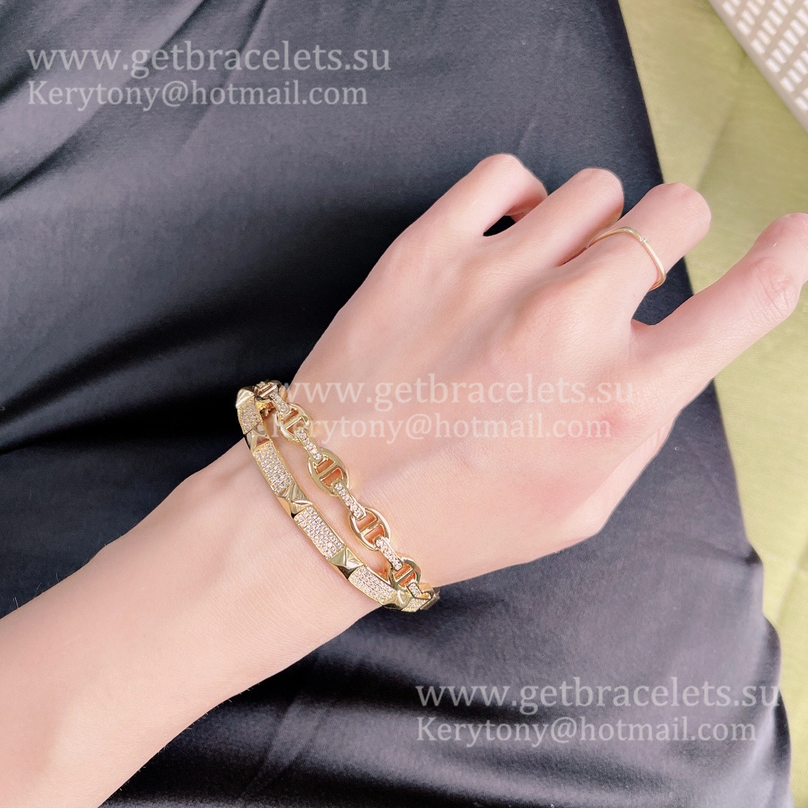 Hermes Collier de Chien Double Layer Bangle White Gold Pink Gold Yellow Gold Low Price