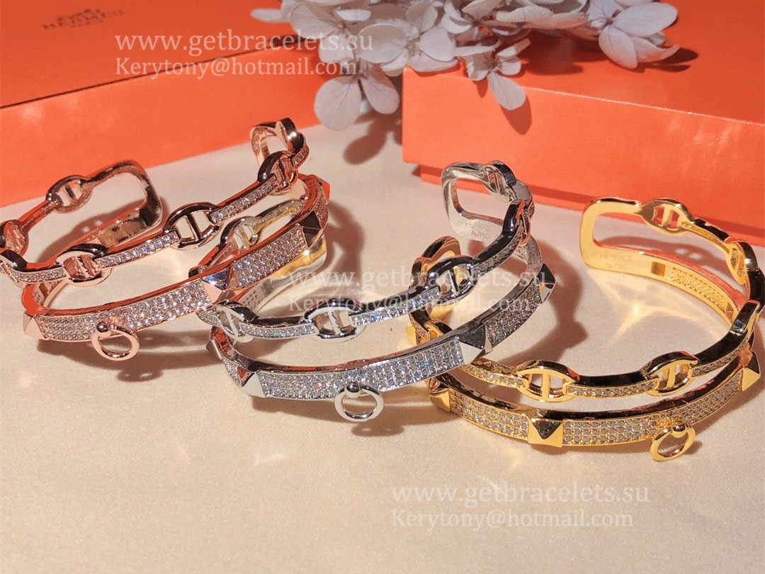 Hermes Collier de Chien Double Layer Bracelet White Gold Pink Gold Yellow Gold Most Luxury