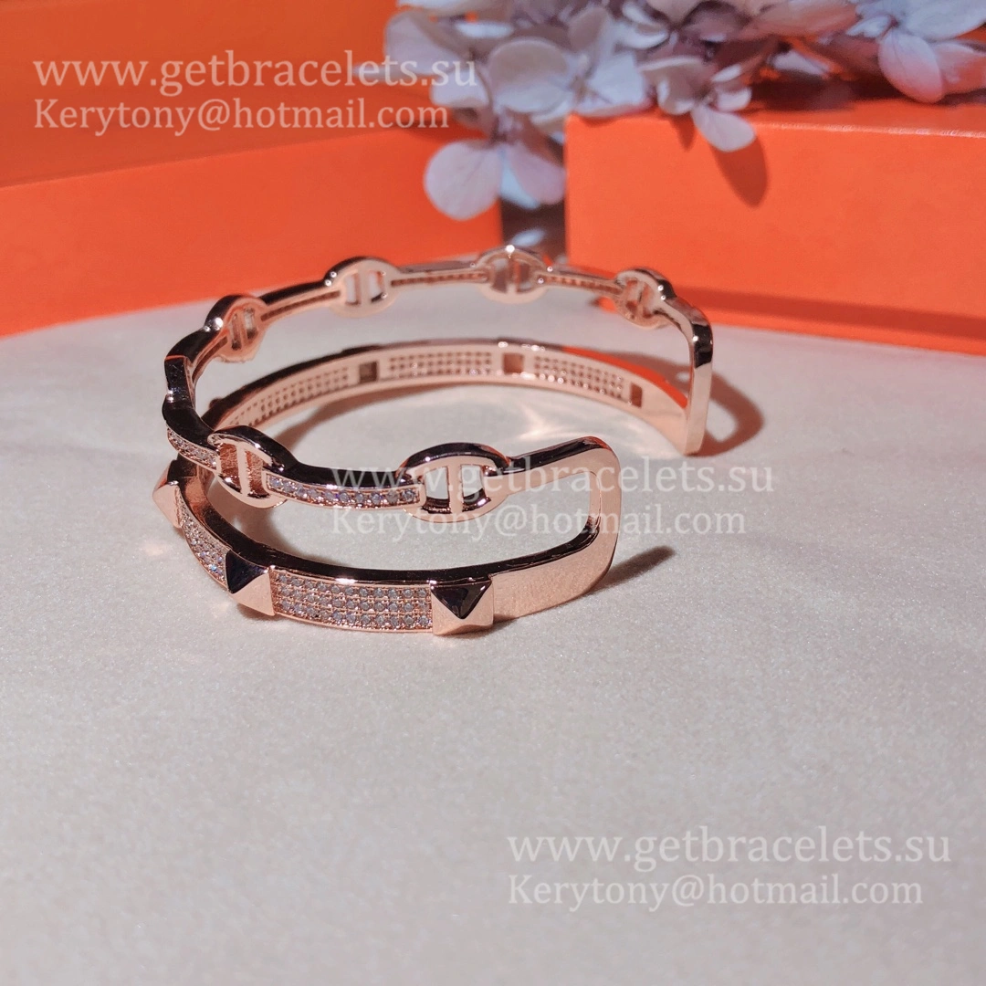 Hermes Collier de Chien Double Layer Bracelet White Gold Pink Gold Yellow Gold Most Luxury