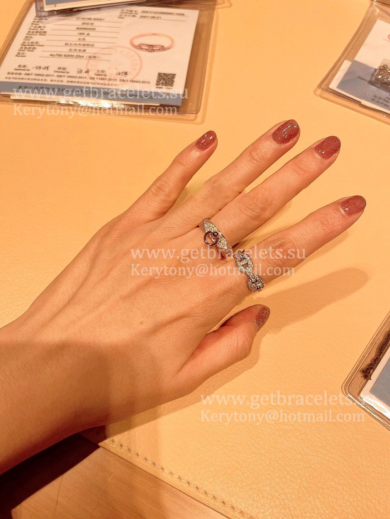 Hermes Collier de Chien Ring With Pave Diamonds in Rose Gold Fashion Jewellery