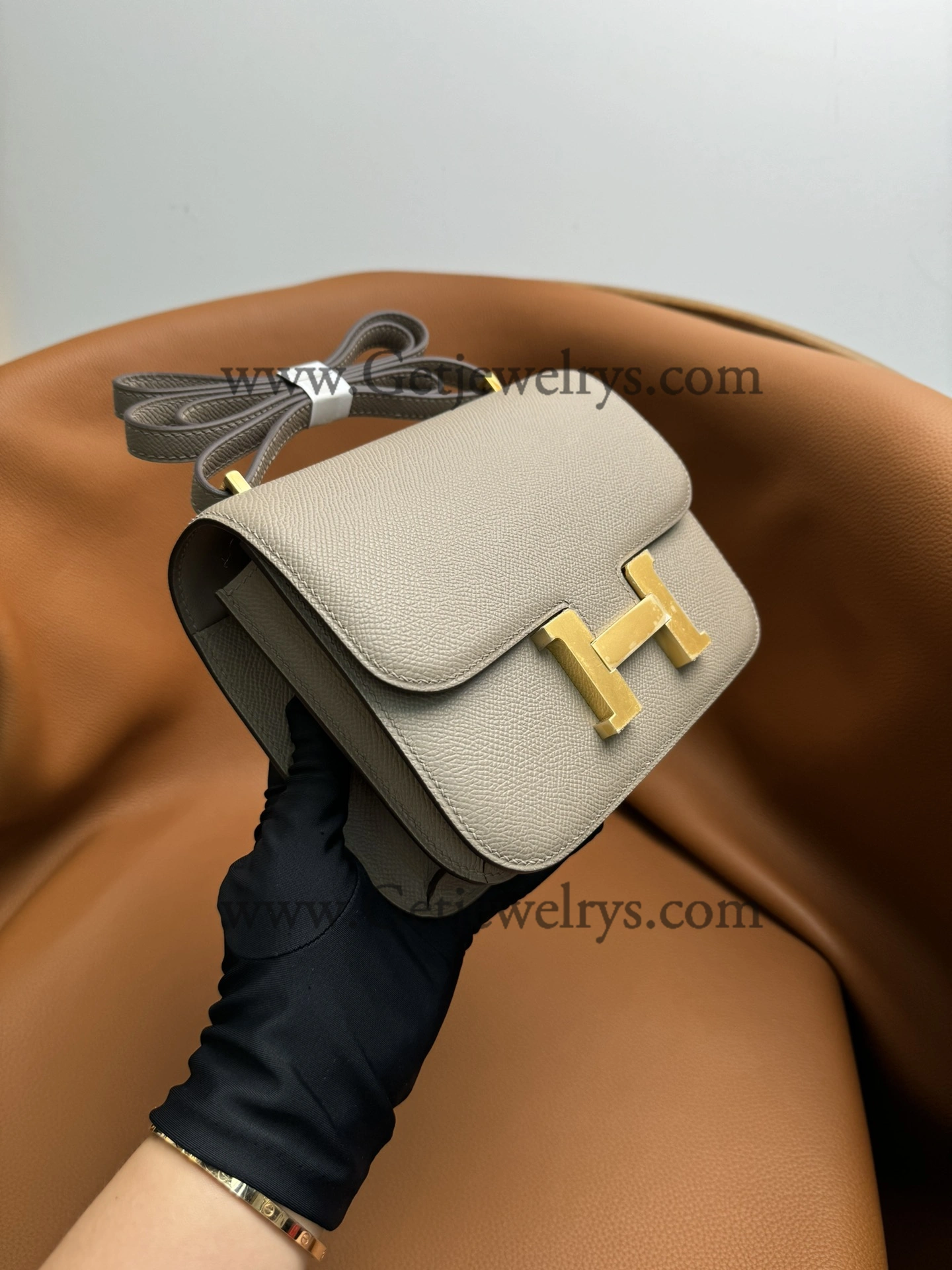 Hermes Constance 18cm Asphalt Epsom Leather Bag with Gold Hardware