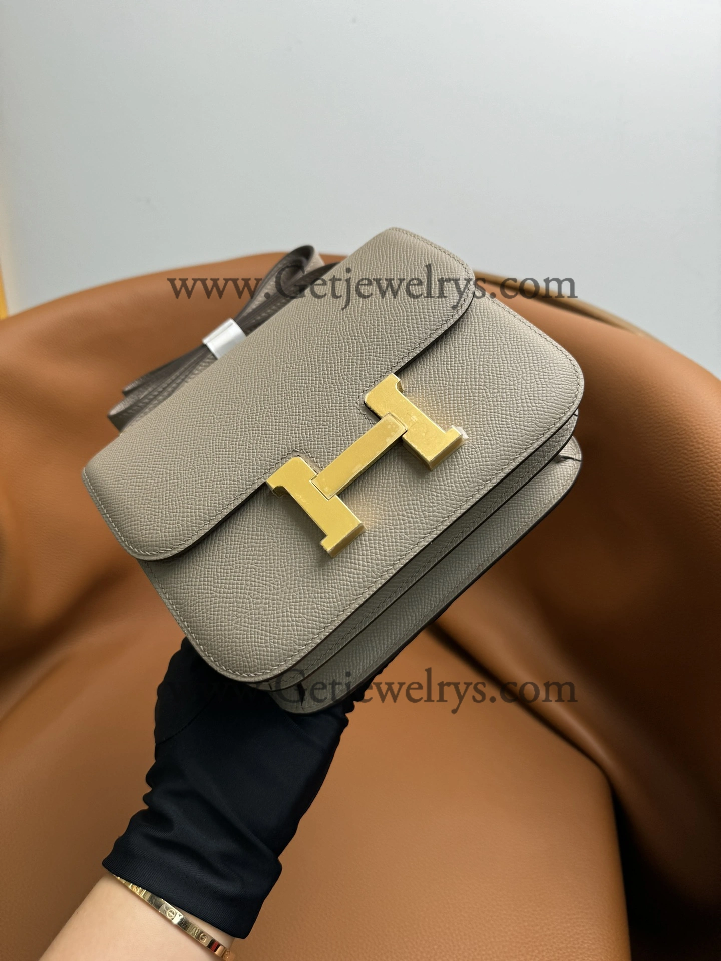 Hermes Constance 18cm Asphalt Epsom Leather Bag with Gold Hardware