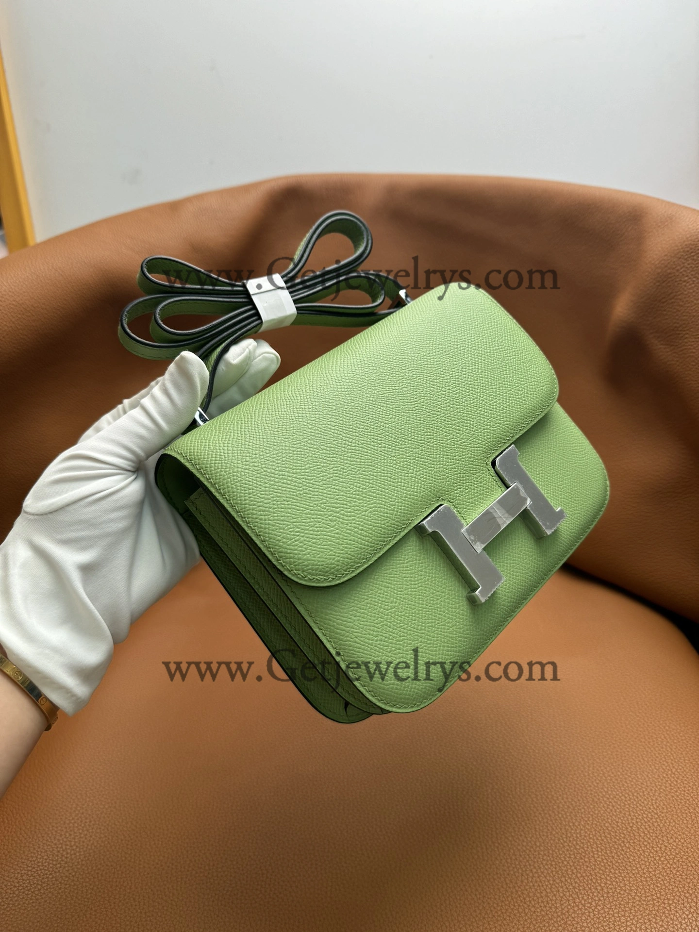 Hermes Constance 18cm Avocado Green Epsom Leather Bag with Silver Hardware