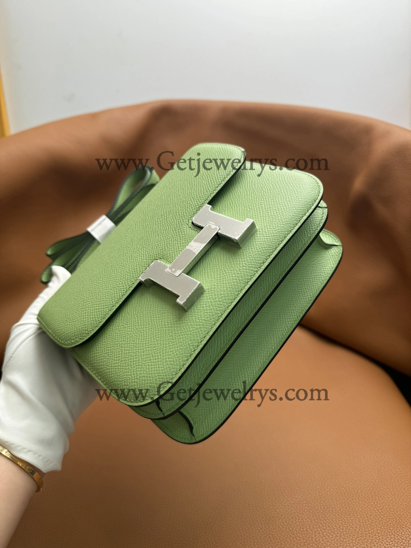 Hermes Constance 18cm Avocado Green Epsom Leather Bag with Silver Hardware
