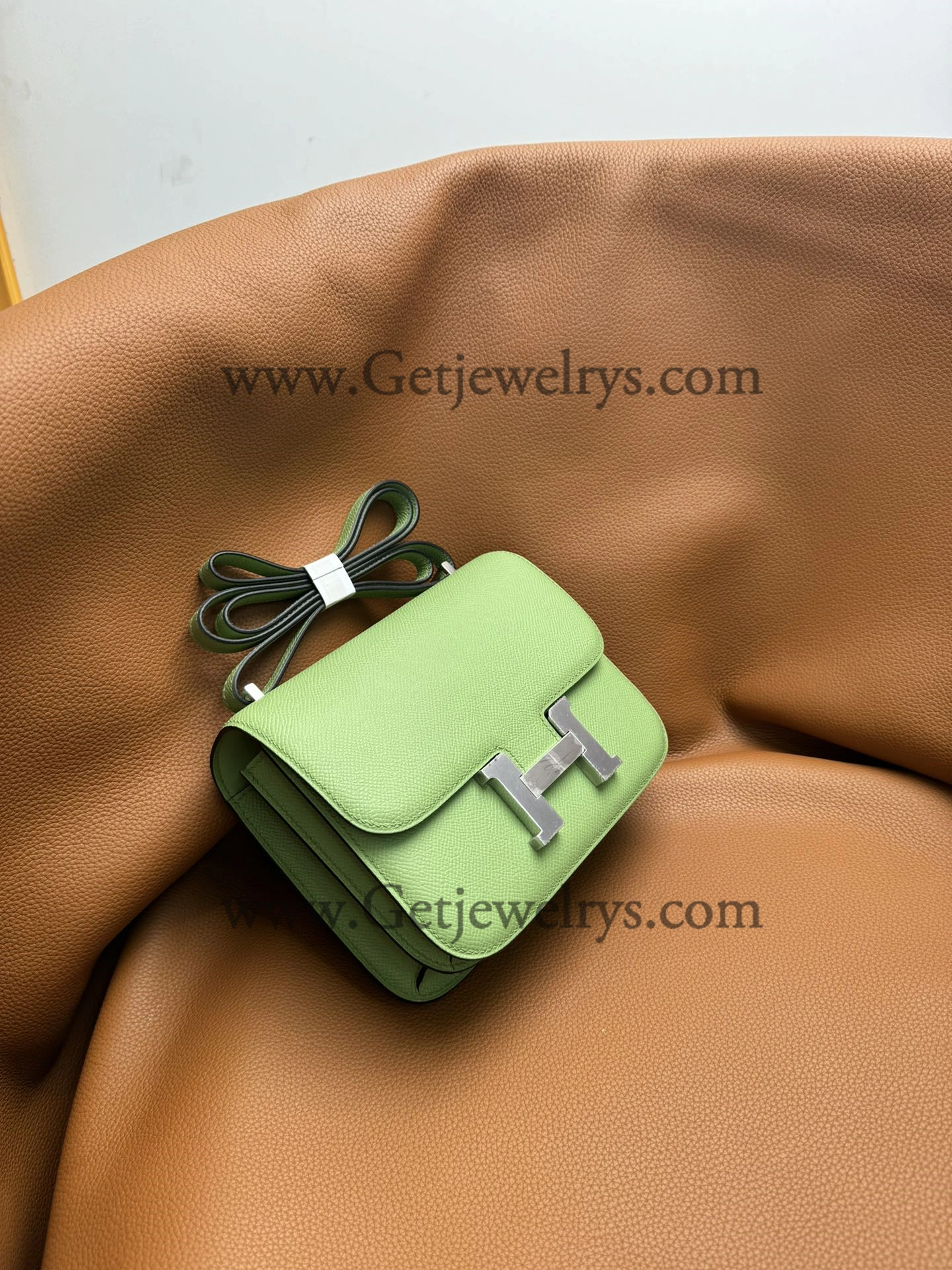 Hermes Constance 18cm Avocado Green Epsom Leather Bag with Silver Hardware
