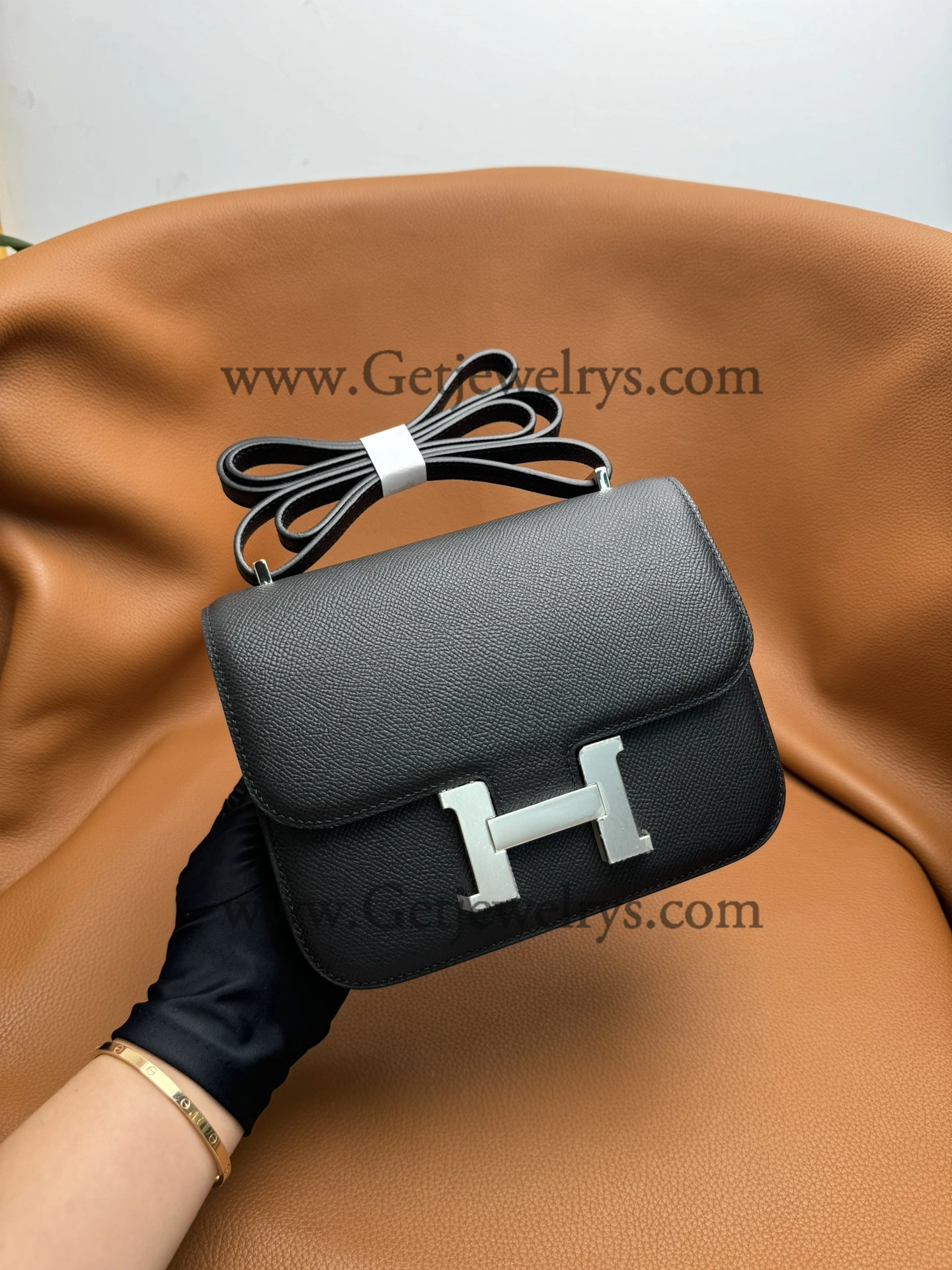 Hermes Constance 18cm Black Epsom Leather Bag with Silver Hardware