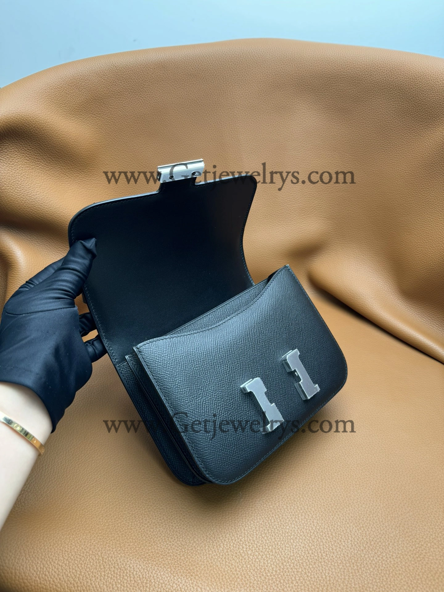 Hermes Constance 18cm Black Epsom Leather Bag with Silver Hardware