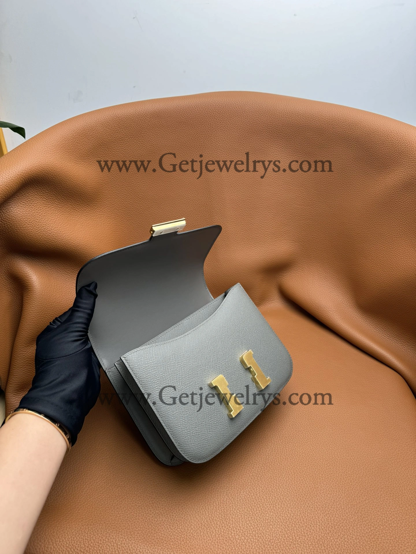 Hermes Constance 18cm Dark Grey Epsom Leather Bag with Silver Hardware