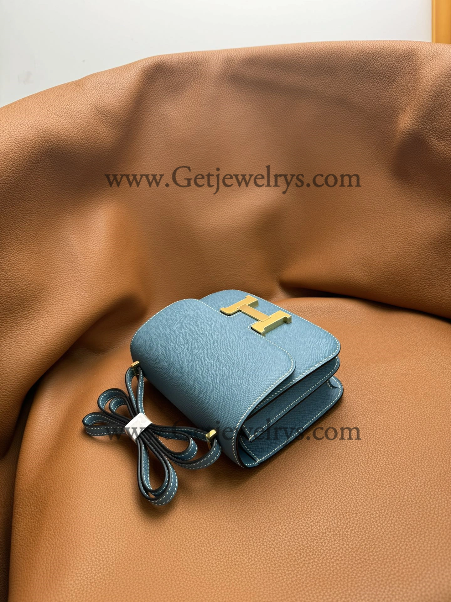 Hermes Constance 18cm Denim Blue Epsom Leather Bag with Gold Hardware