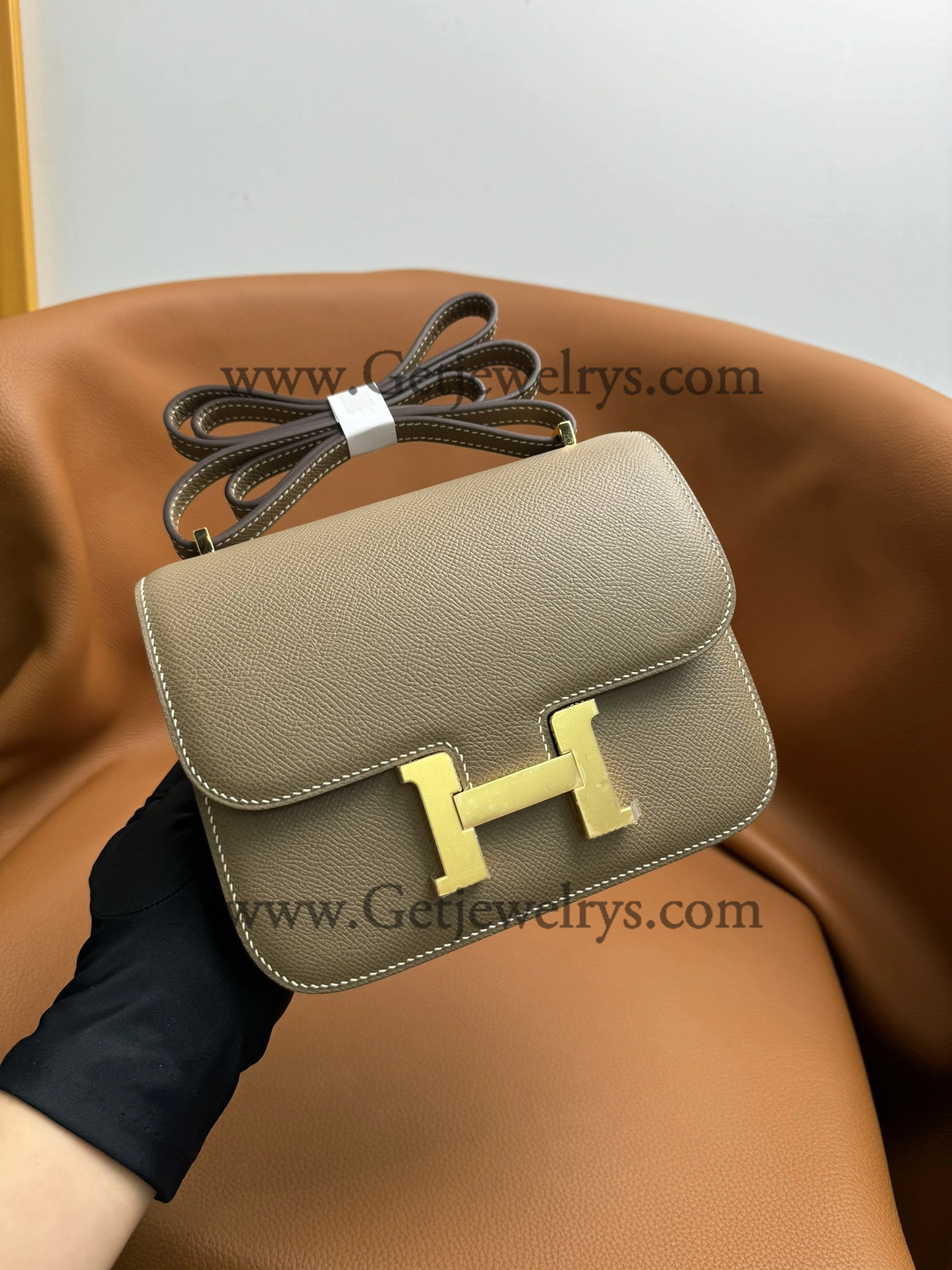 Hermes Constance 18cm Elephant Grey Epsom Leather Bag with Gold Hardware