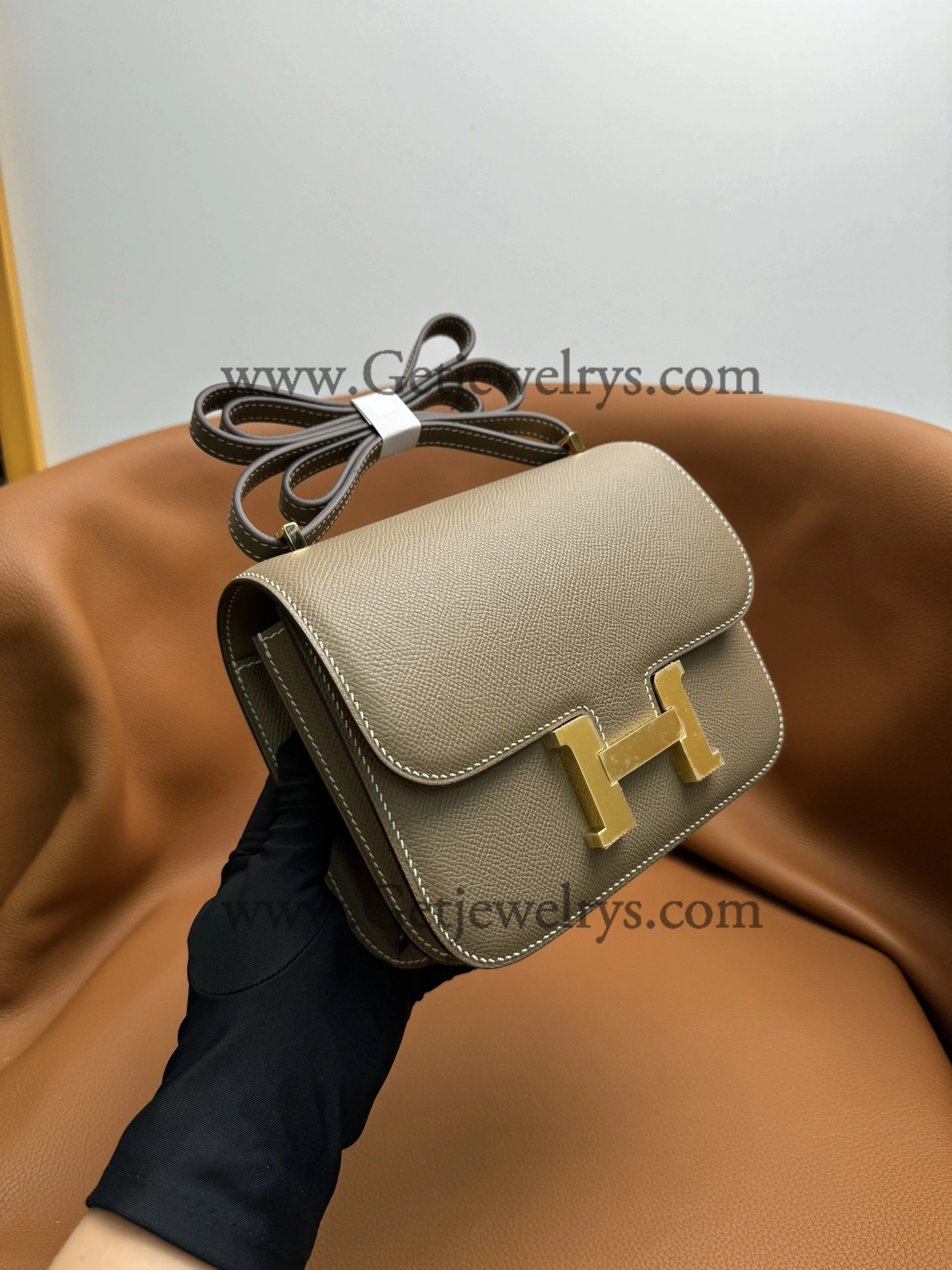 Hermes Constance 18cm Elephant Grey Epsom Leather Bag with Gold Hardware