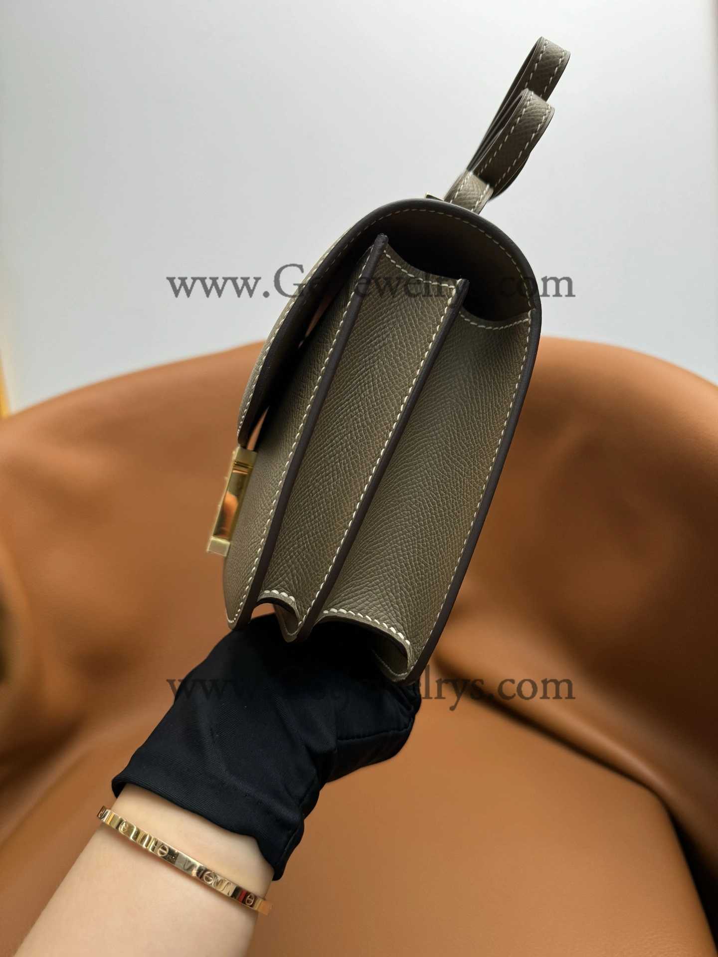 Hermes Constance 18cm Elephant Grey Epsom Leather Bag with Gold Hardware