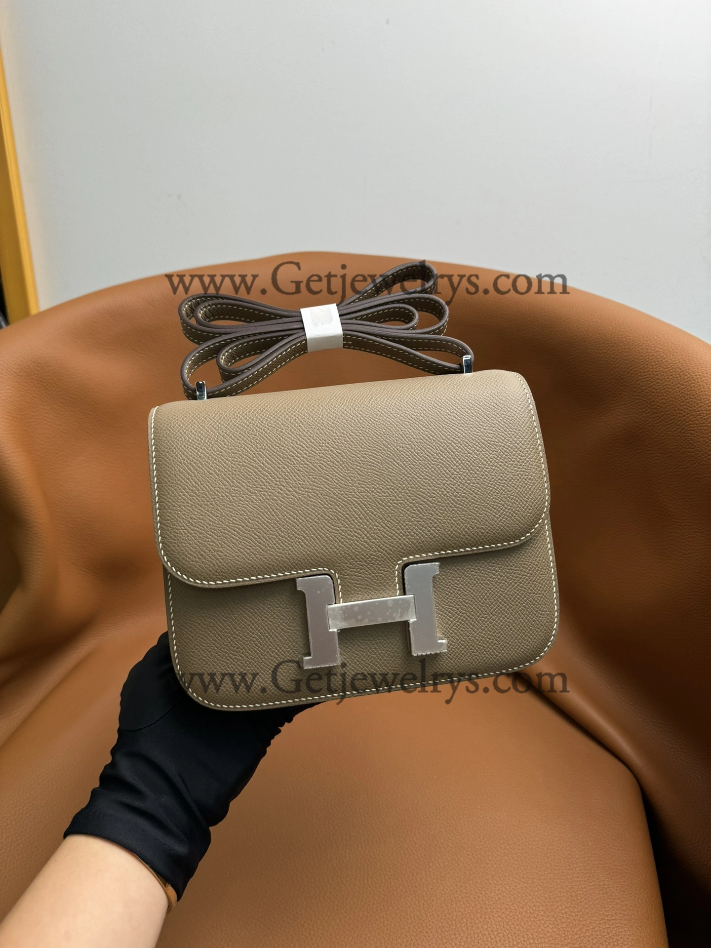 Hermes Constance 18cm Elephant Grey Epsom Leather Bag with Silver Hardware