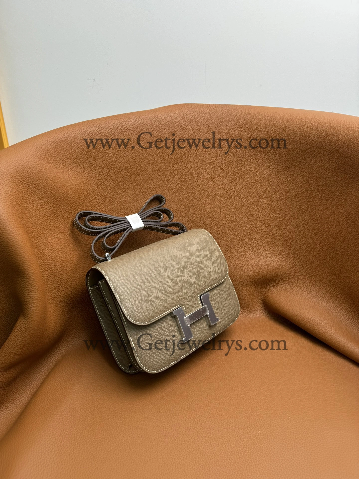 Hermes Constance 18cm Elephant Grey Epsom Leather Bag with Silver Hardware