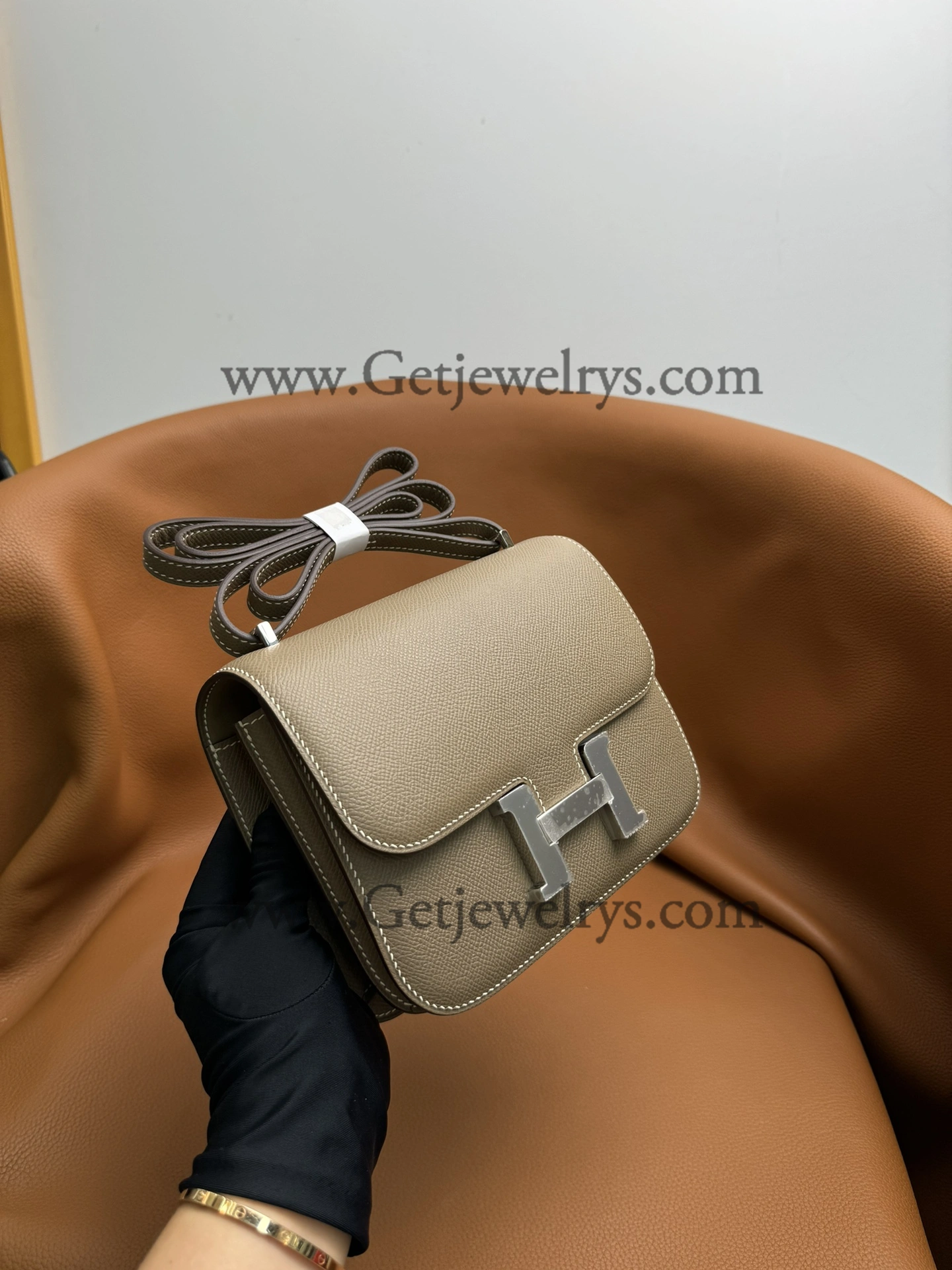 Hermes Constance 18cm Elephant Grey Epsom Leather Bag with Silver Hardware