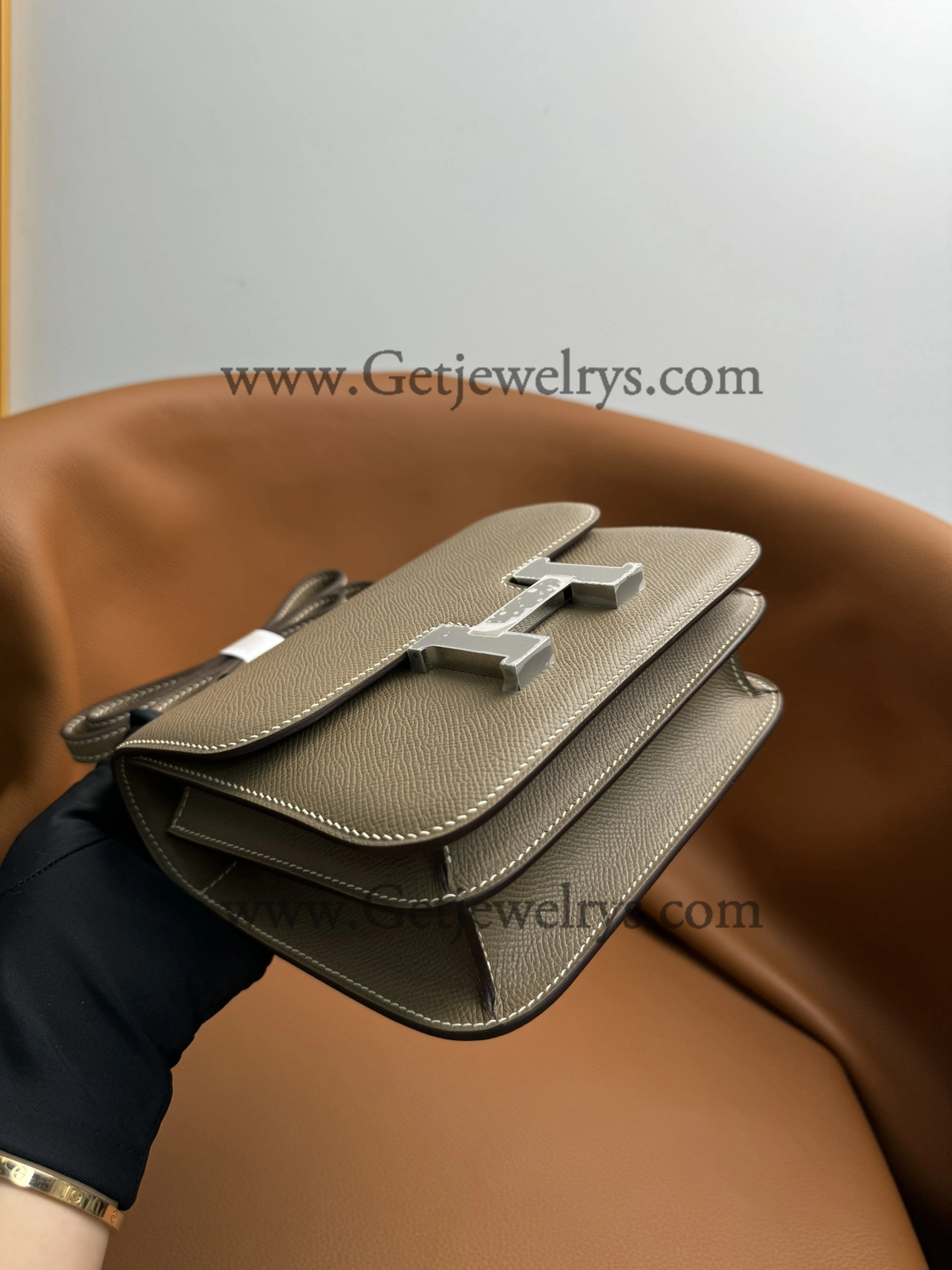 Hermes Constance 18cm Elephant Grey Epsom Leather Bag with Silver Hardware