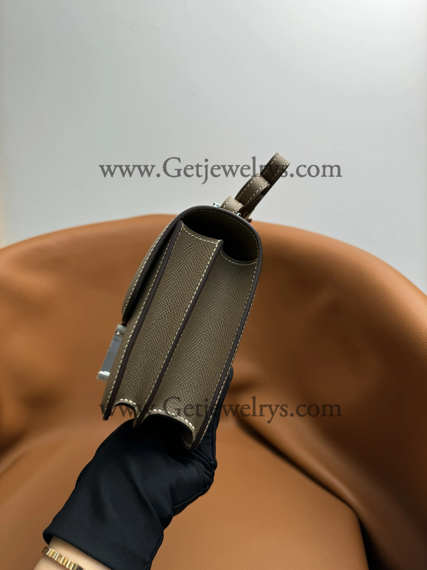 Hermes Constance 18cm Elephant Grey Epsom Leather Bag with Silver Hardware