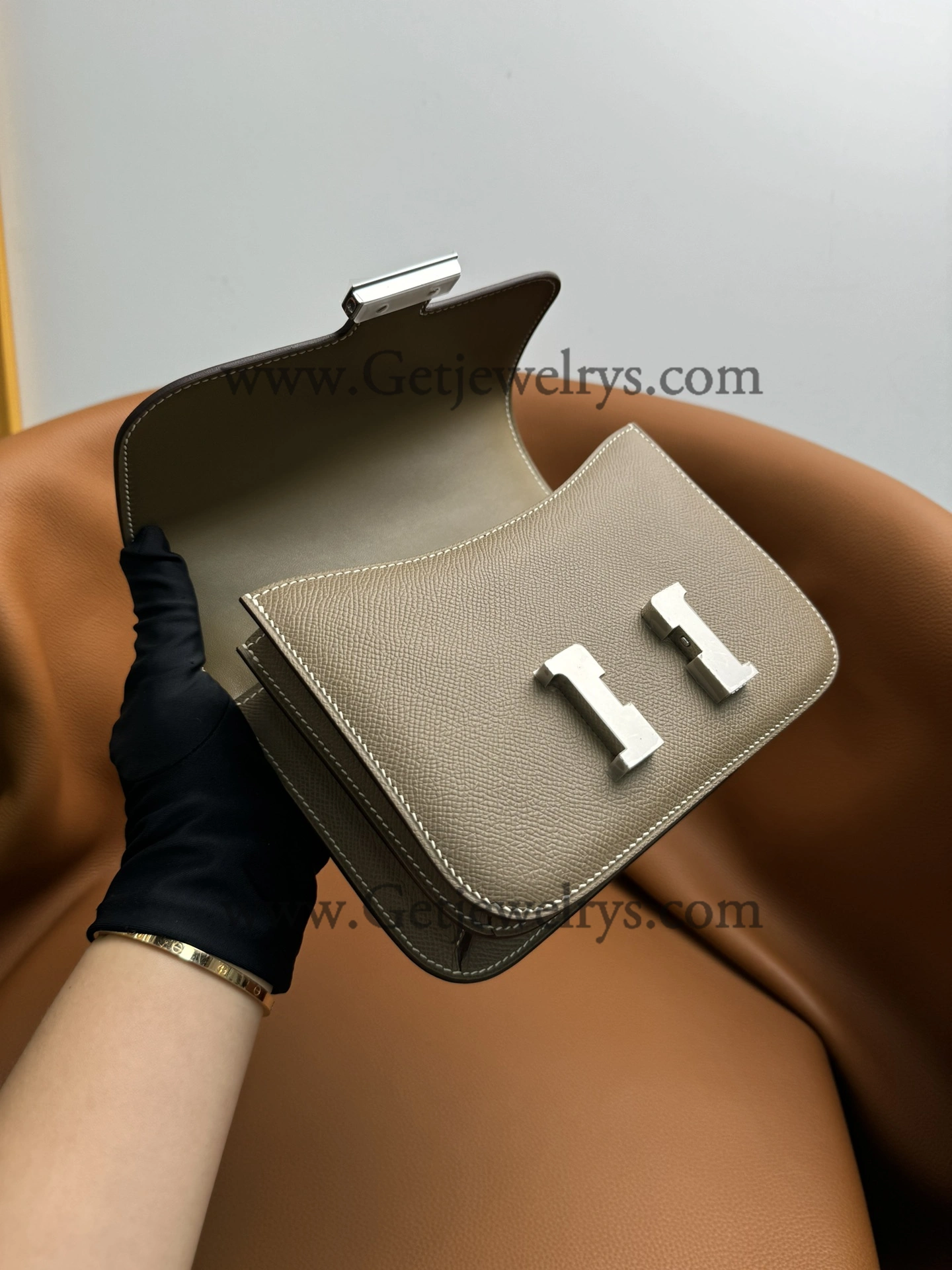 Hermes Constance 18cm Elephant Grey Epsom Leather Bag with Silver Hardware