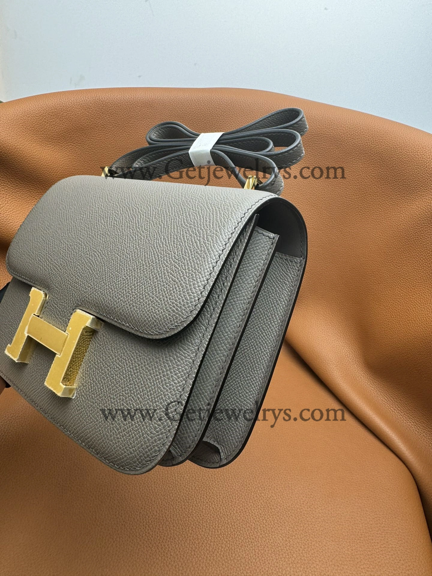 Hermes Constance 18cm Etain Epsom Leather Bag with Gold Hardware