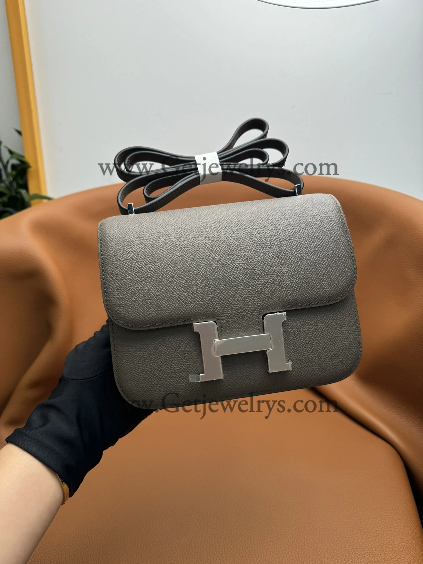 Hermes Constance 18cm Etain Epsom Leather Bag with Silver Hardware