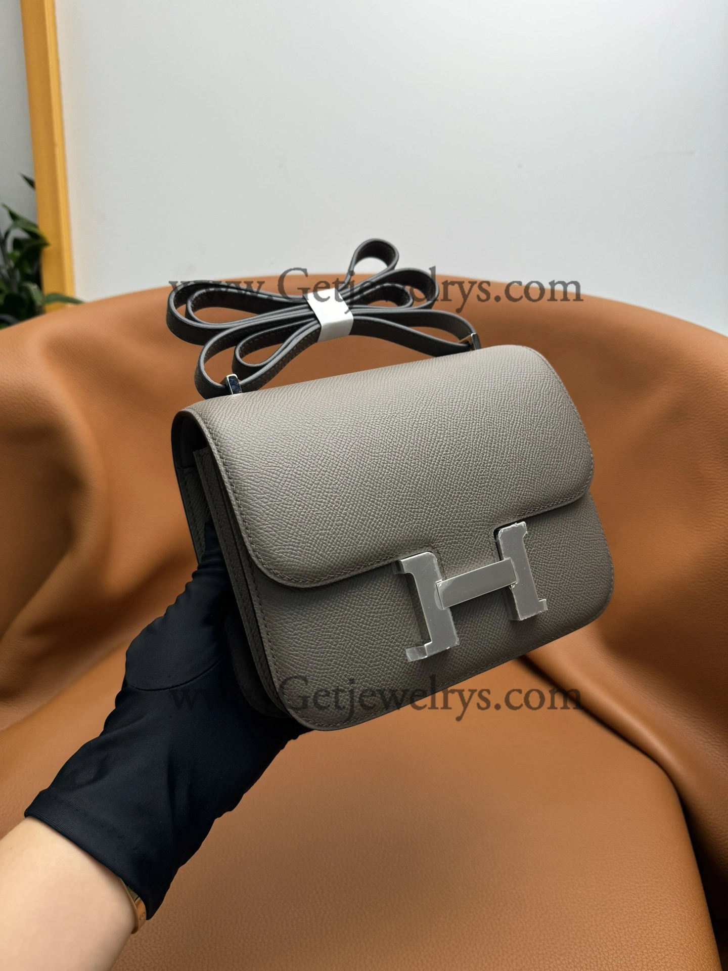 Hermes Constance 18cm Etain Epsom Leather Bag with Silver Hardware