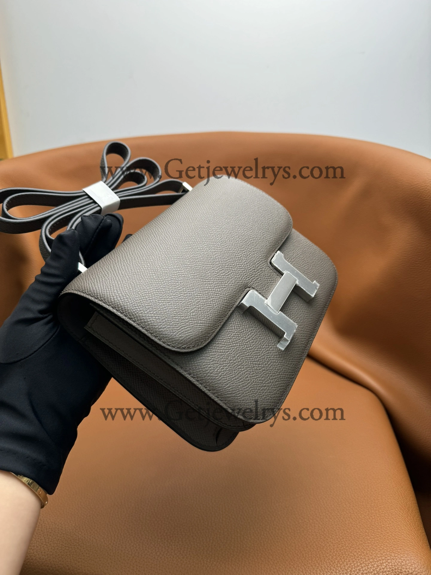 Hermes Constance 18cm Etain Epsom Leather Bag with Silver Hardware