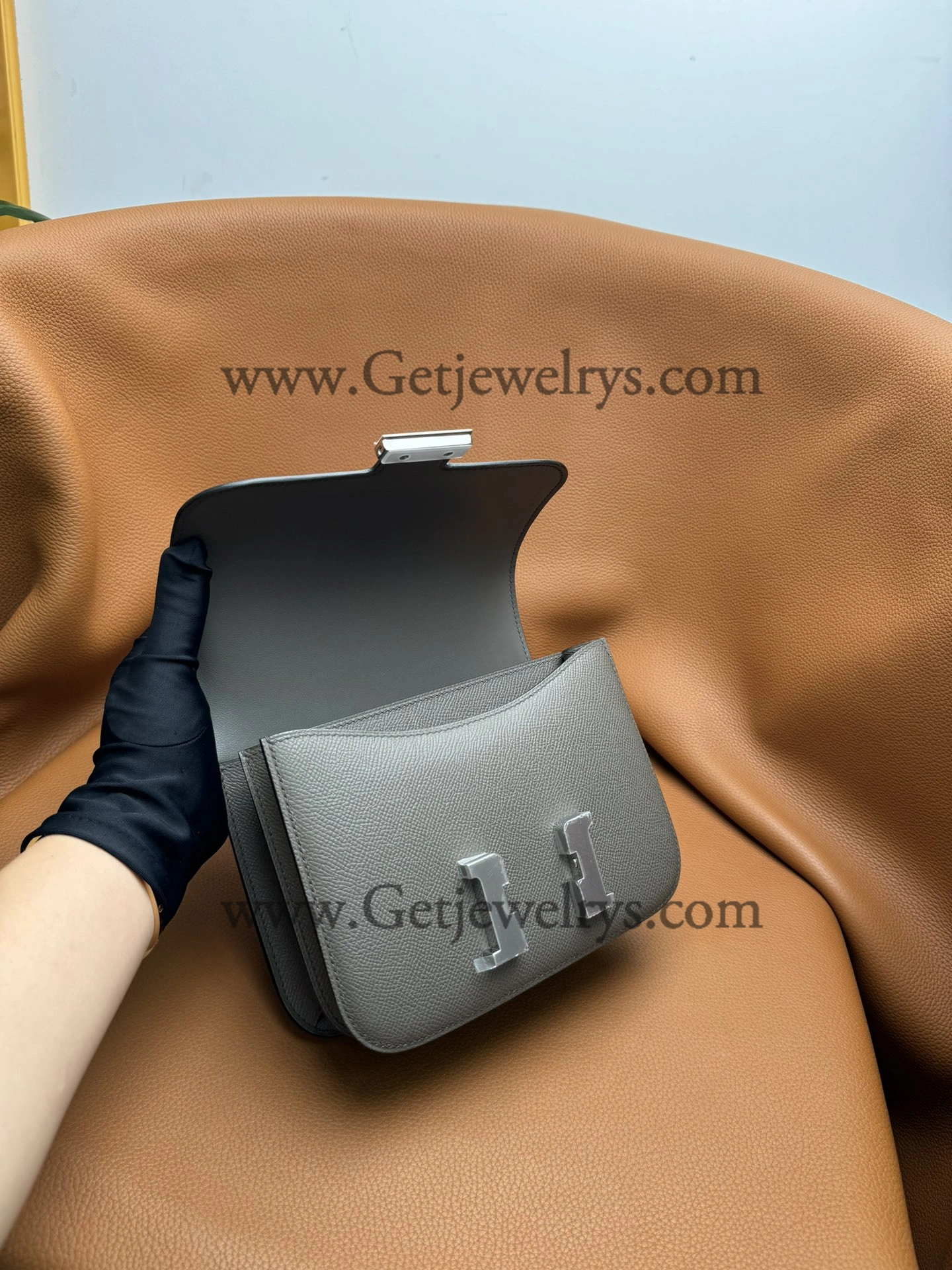 Hermes Constance 18cm Etain Epsom Leather Bag with Silver Hardware