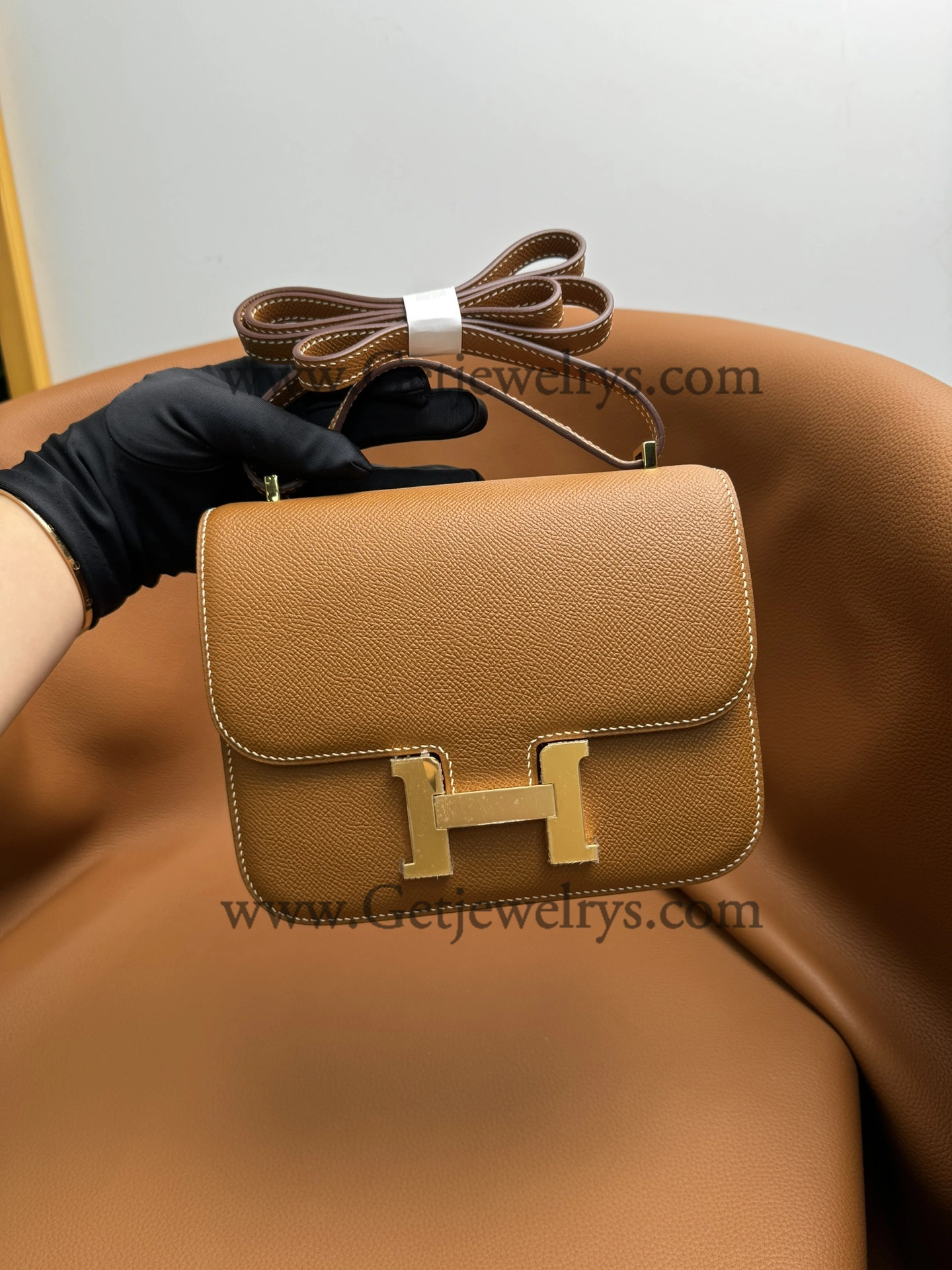 Hermes Constance 18cm Golden-Brown Epsom Leather Bag with Gold Hardware