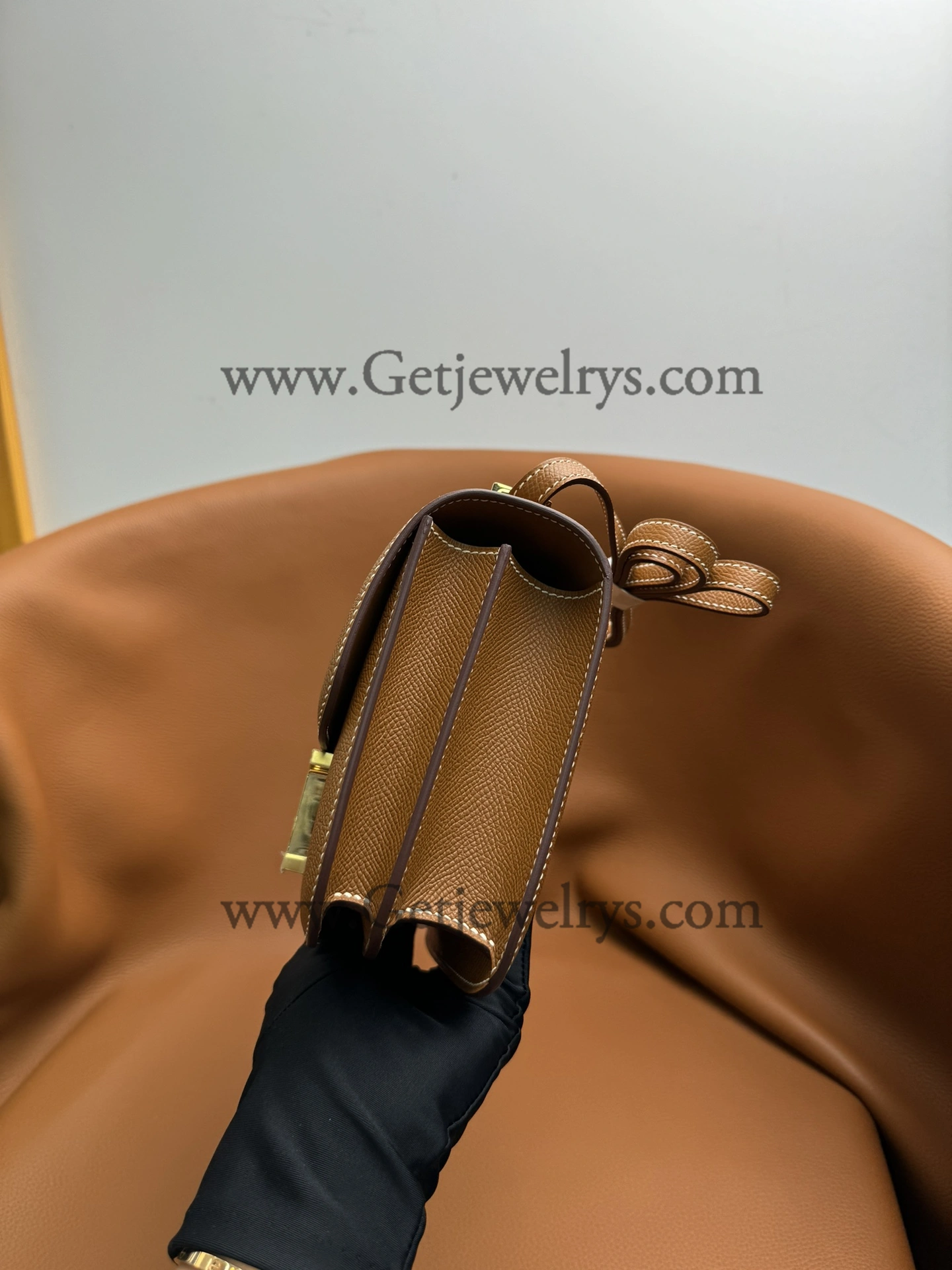 Hermes Constance 18cm Golden-Brown Epsom Leather Bag with Gold Hardware
