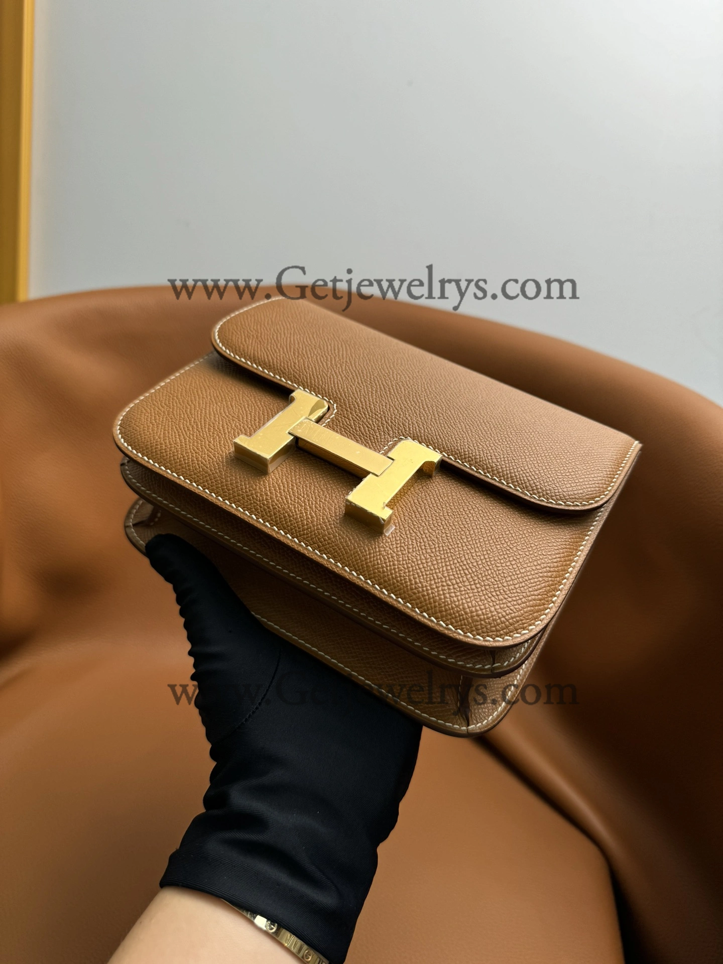 Hermes Constance 18cm Golden-Brown Epsom Leather Bag with Gold Hardware