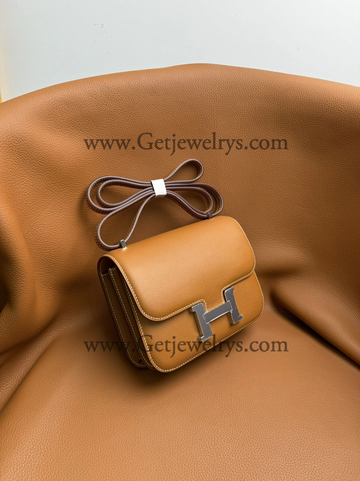 Hermes Constance 18cm Golden-Brown Epsom Leather Bag with Silver Hardware
