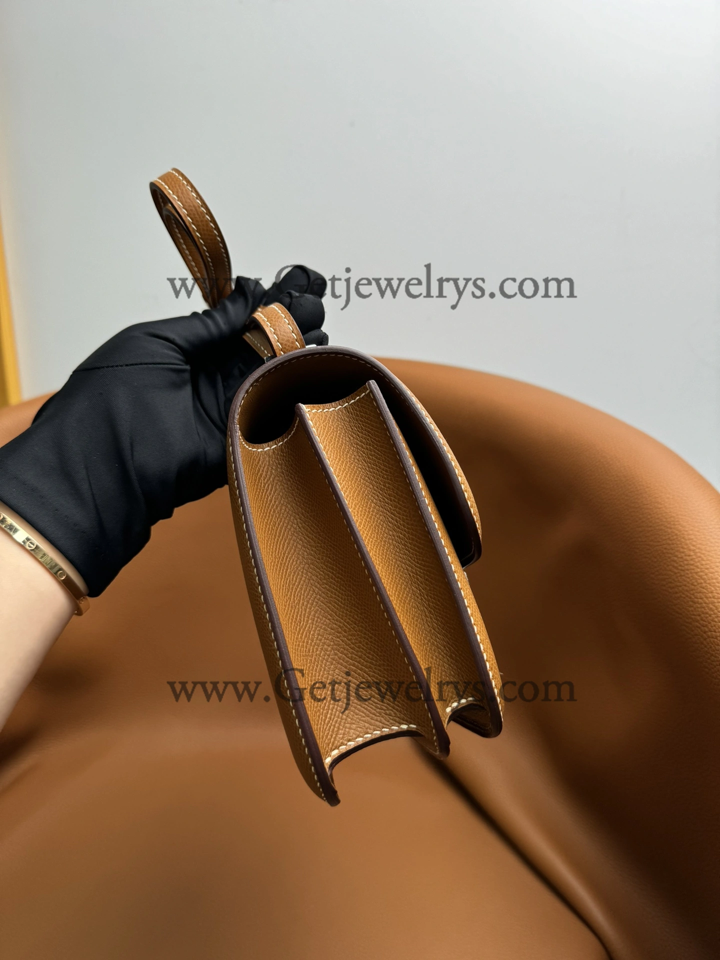 Hermes Constance 18cm Golden-Brown Epsom Leather Bag with Silver Hardware