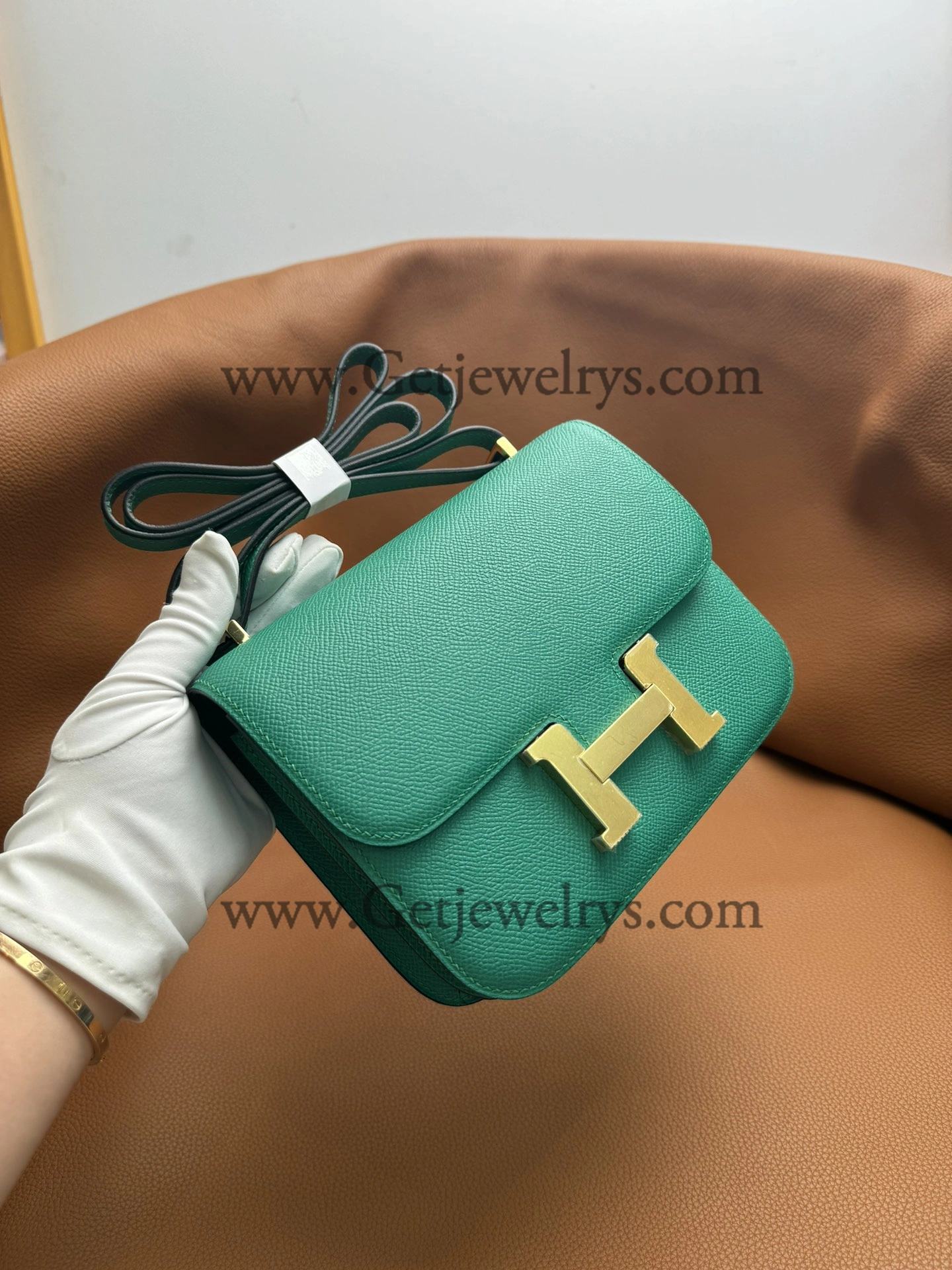 Hermes Constance 18cm Green Epsom Leather Bag with Gold Hardware