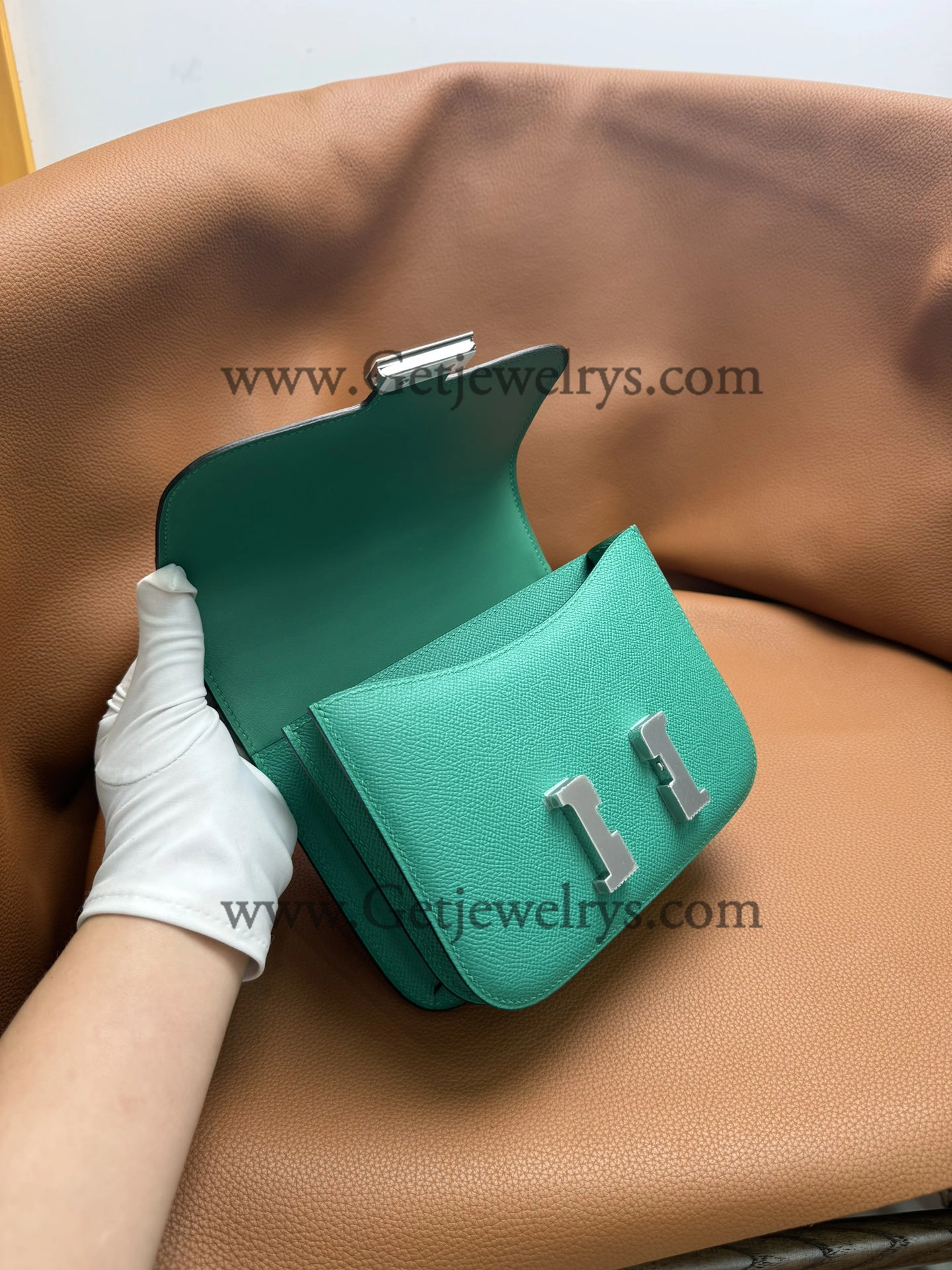 Hermes Constance 18cm Green Epsom Leather Bag with Silver Hardware