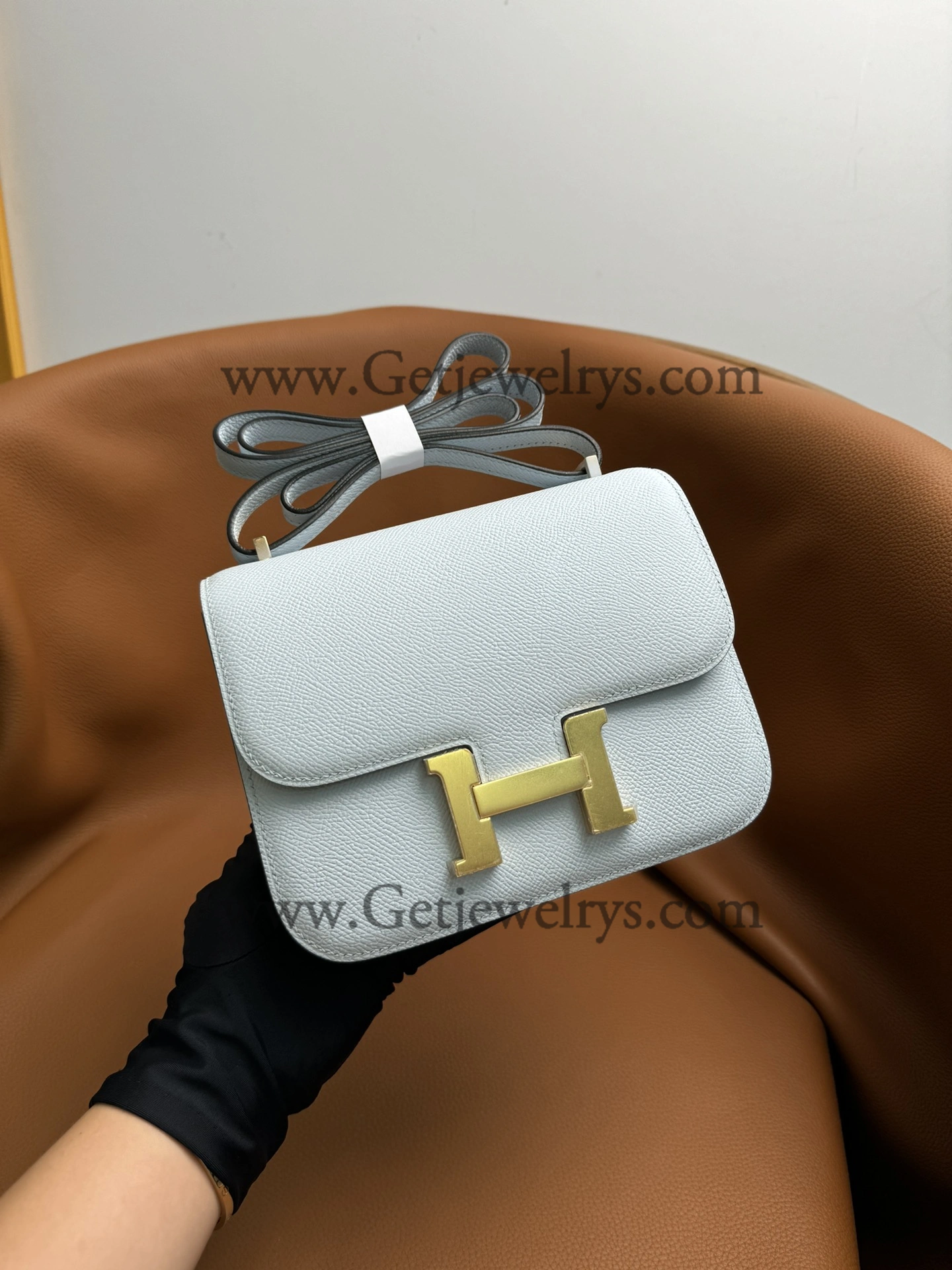Hermes Constance 18cm Haze Blue Epsom Leather Bag with Gold Hardware