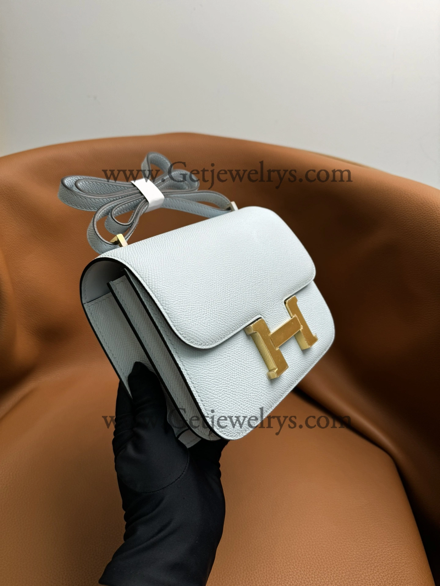 Hermes Constance 18cm Haze Blue Epsom Leather Bag with Gold Hardware