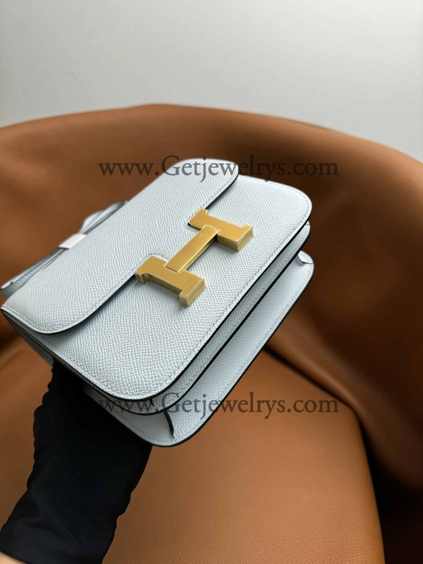 Hermes Constance 18cm Haze Blue Epsom Leather Bag with Gold Hardware