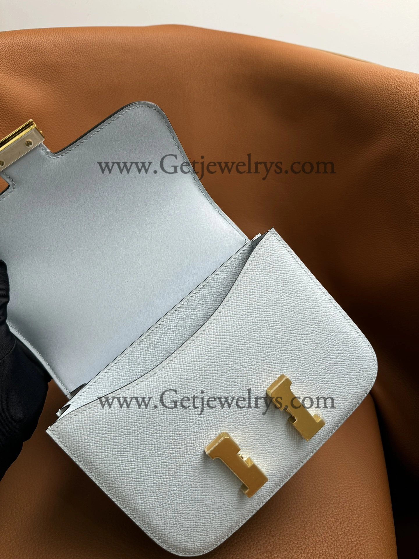 Hermes Constance 18cm Haze Blue Epsom Leather Bag with Gold Hardware