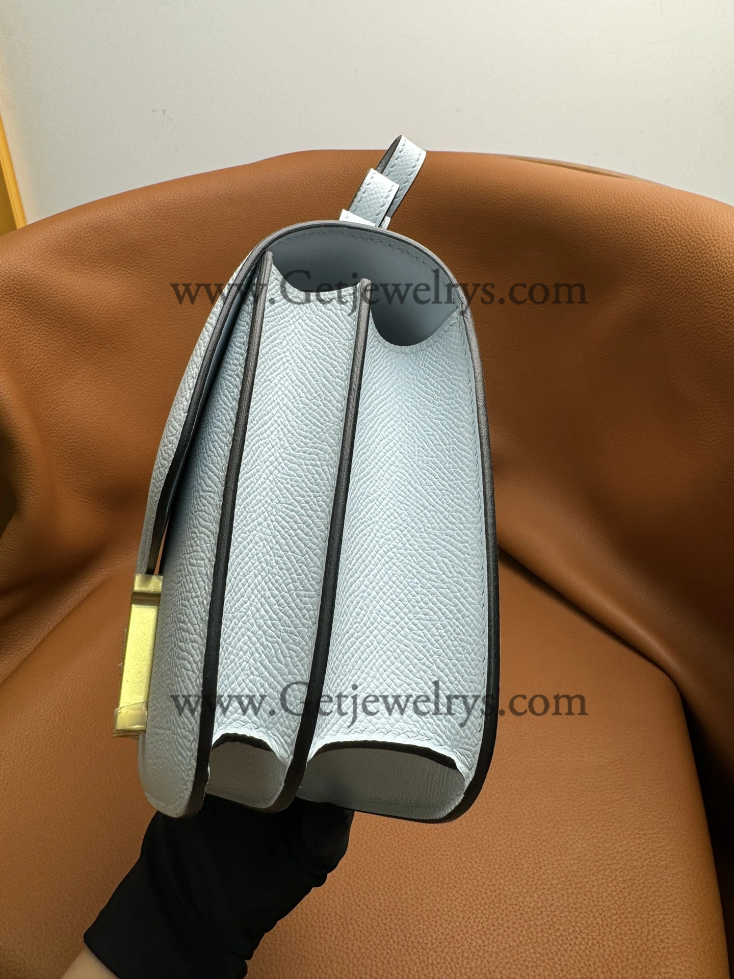 Hermes Constance 18cm Haze Blue Epsom Leather Bag with Gold Hardware