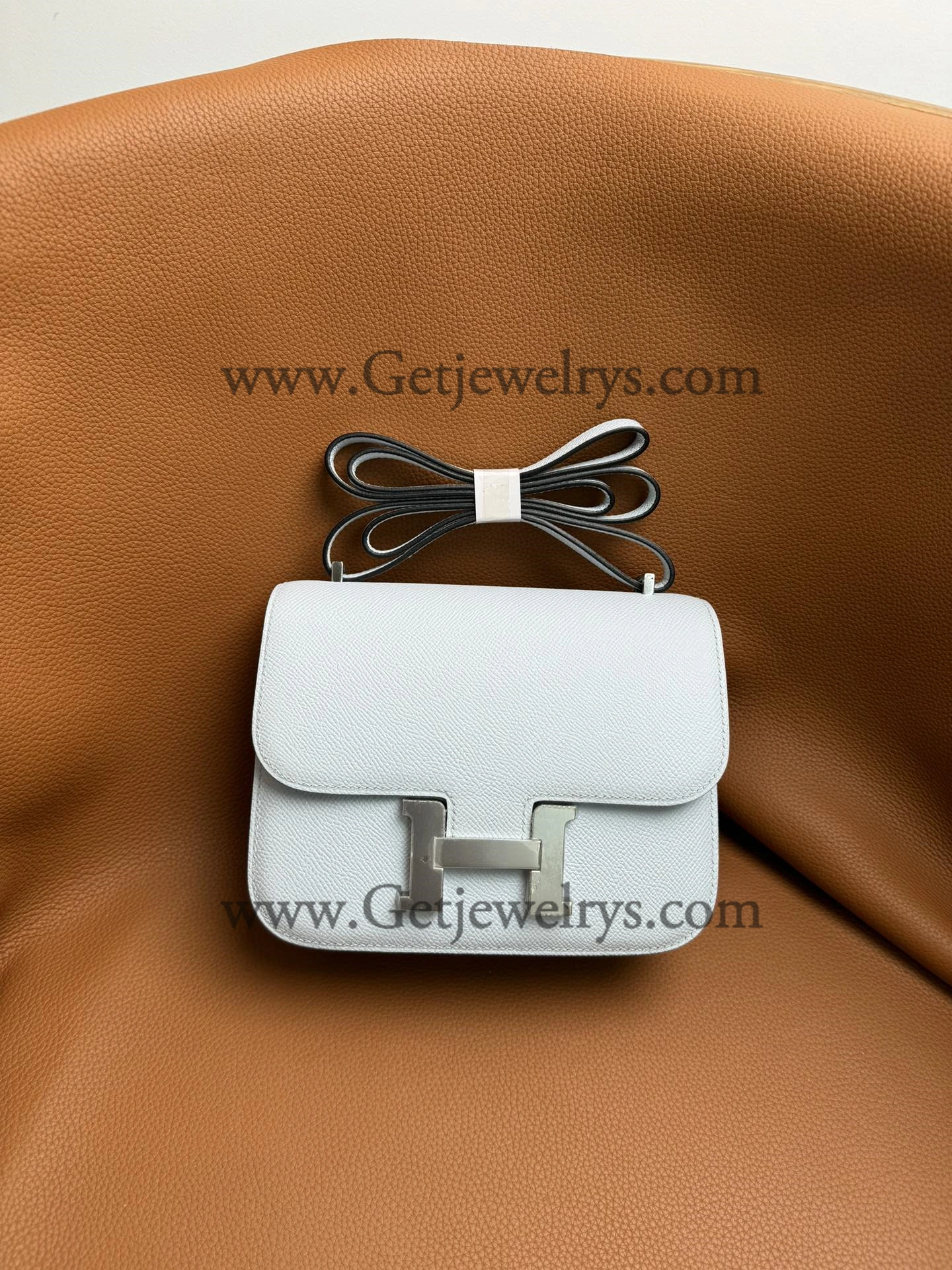 Hermes Constance 18cm Haze Blue Epsom Leather Bag with Silver Hardware