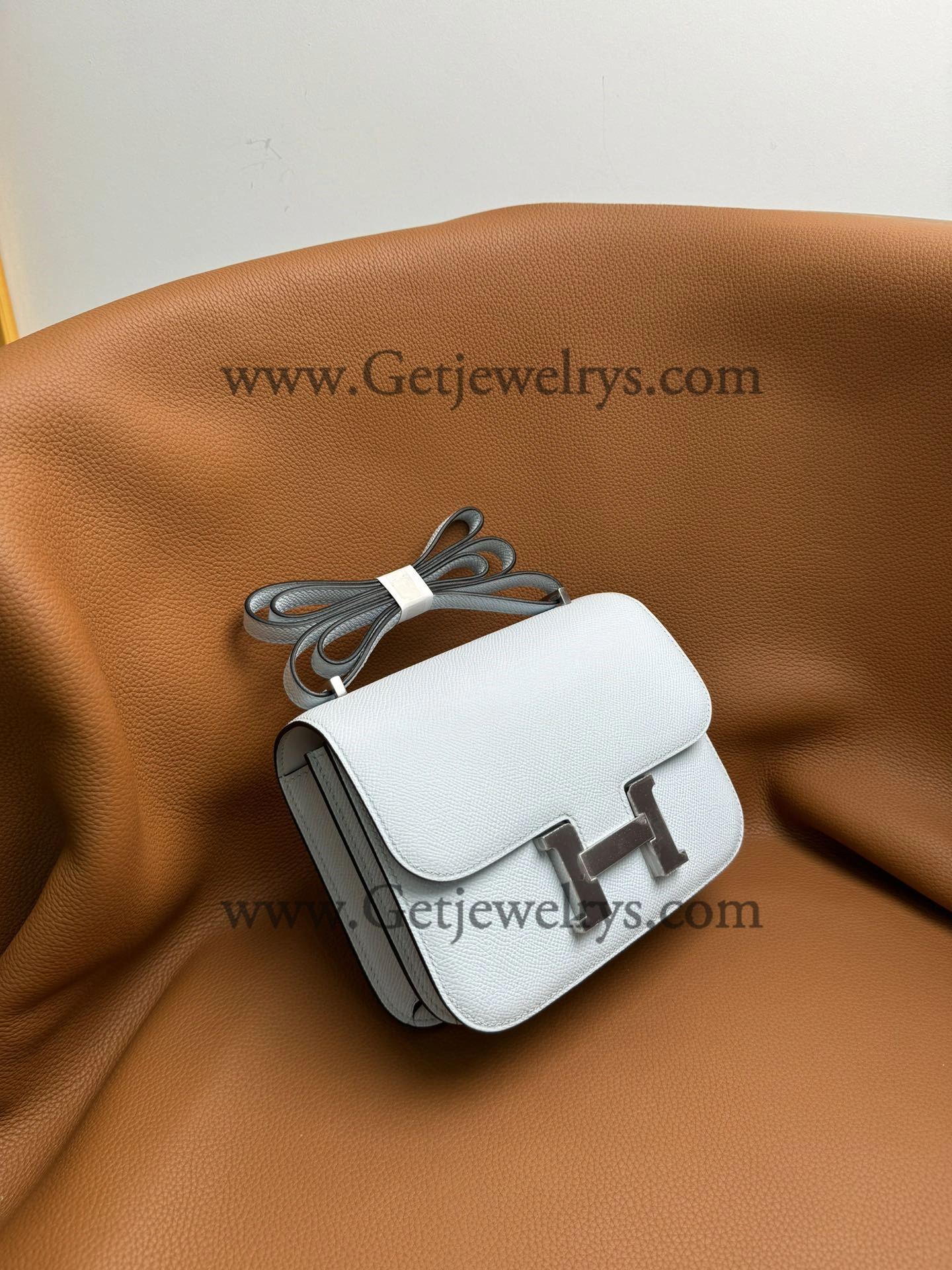 Hermes Constance 18cm Haze Blue Epsom Leather Bag with Silver Hardware