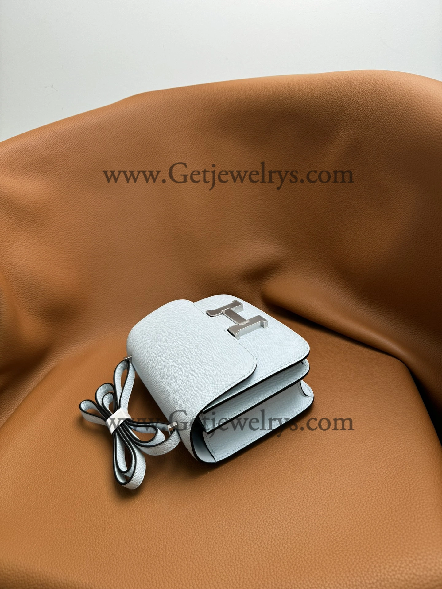 Hermes Constance 18cm Haze Blue Epsom Leather Bag with Silver Hardware