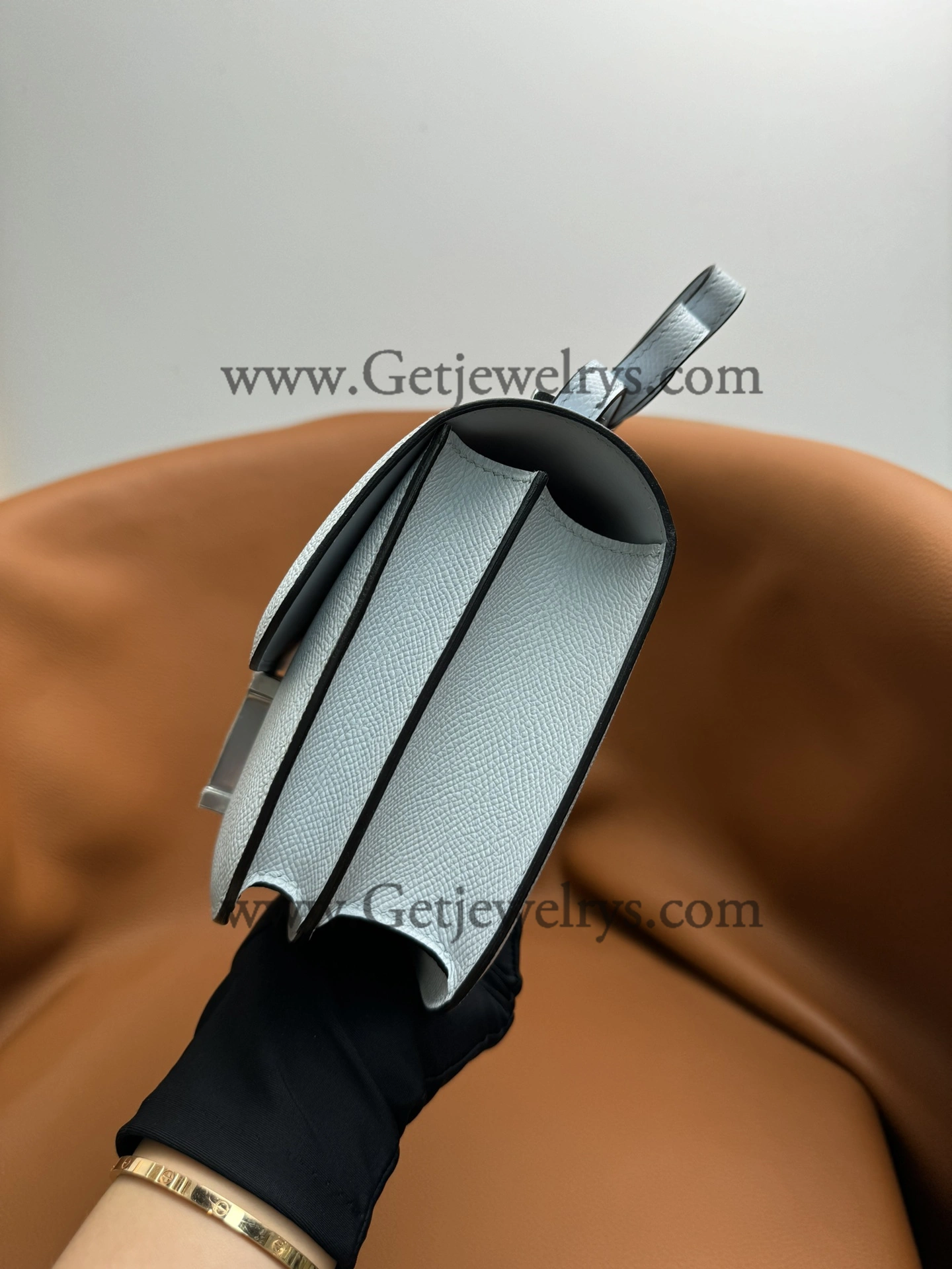 Hermes Constance 18cm Haze Blue Epsom Leather Bag with Silver Hardware