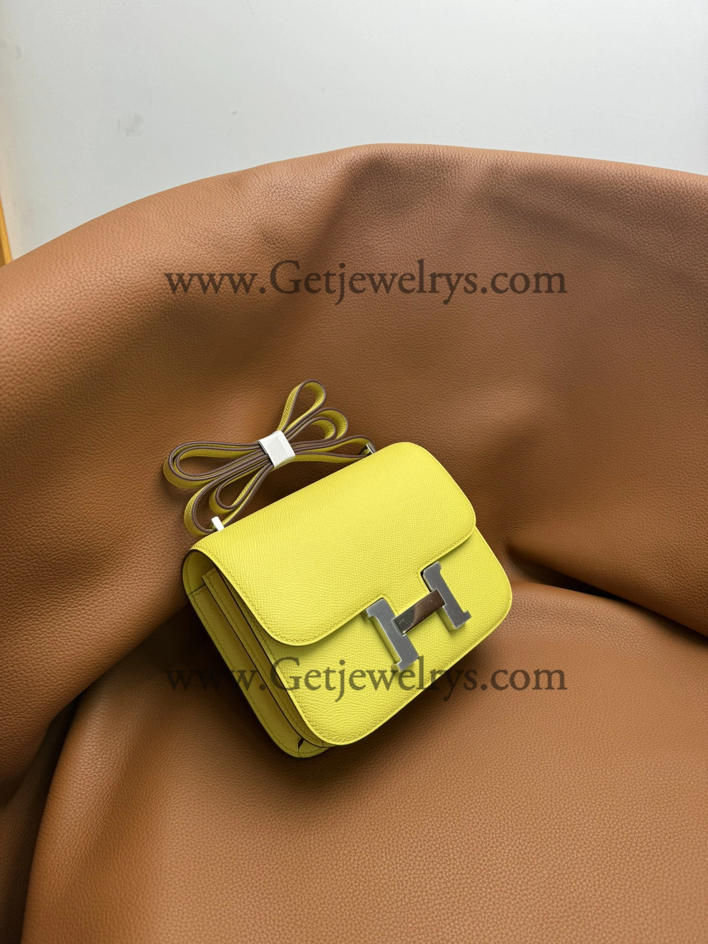 Hermes Constance 18cm Lemon-Yellow Epsom Leather Bag with Silver Hardware