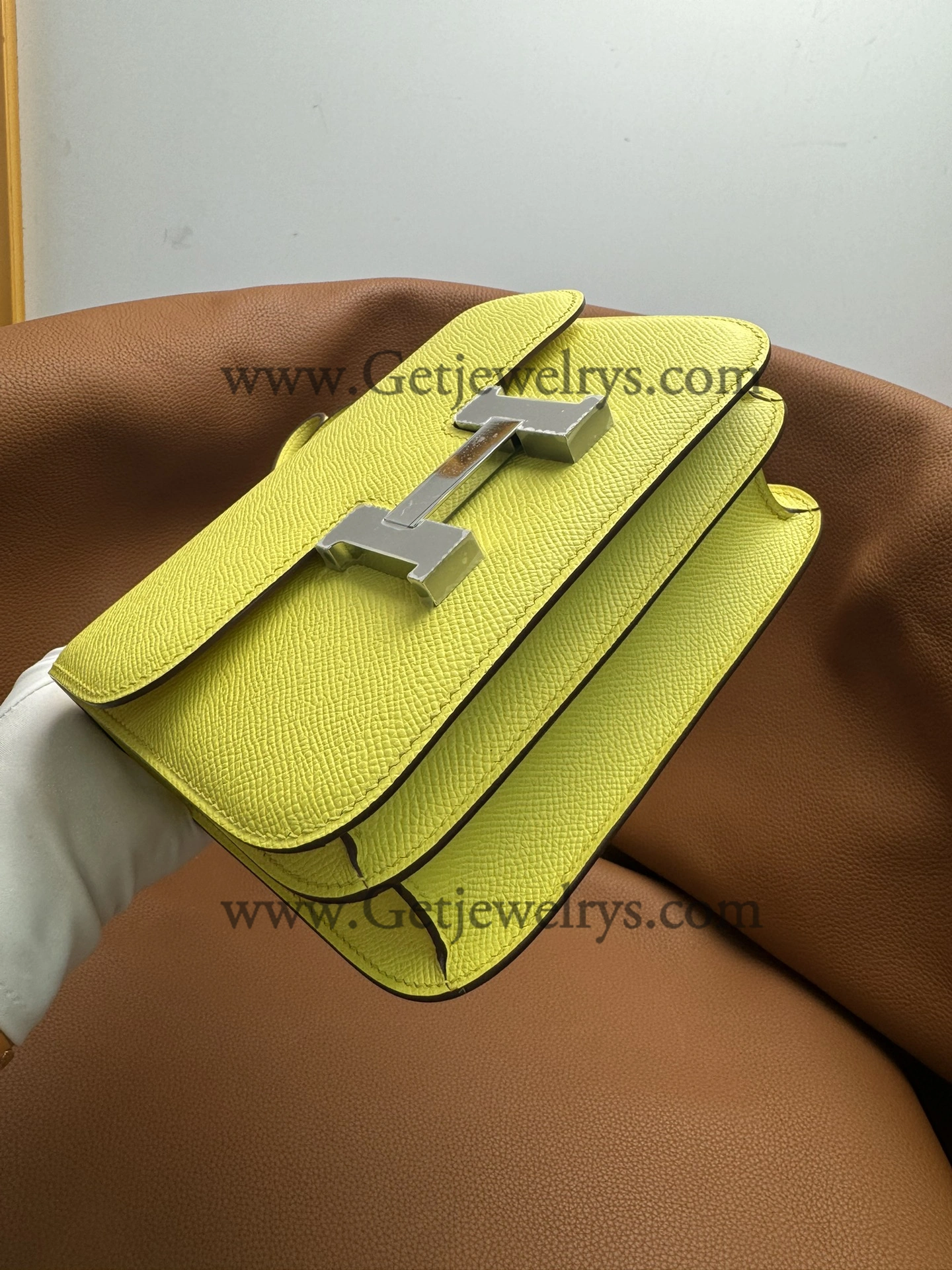 Hermes Constance 18cm Lemon-Yellow Epsom Leather Bag with Silver Hardware