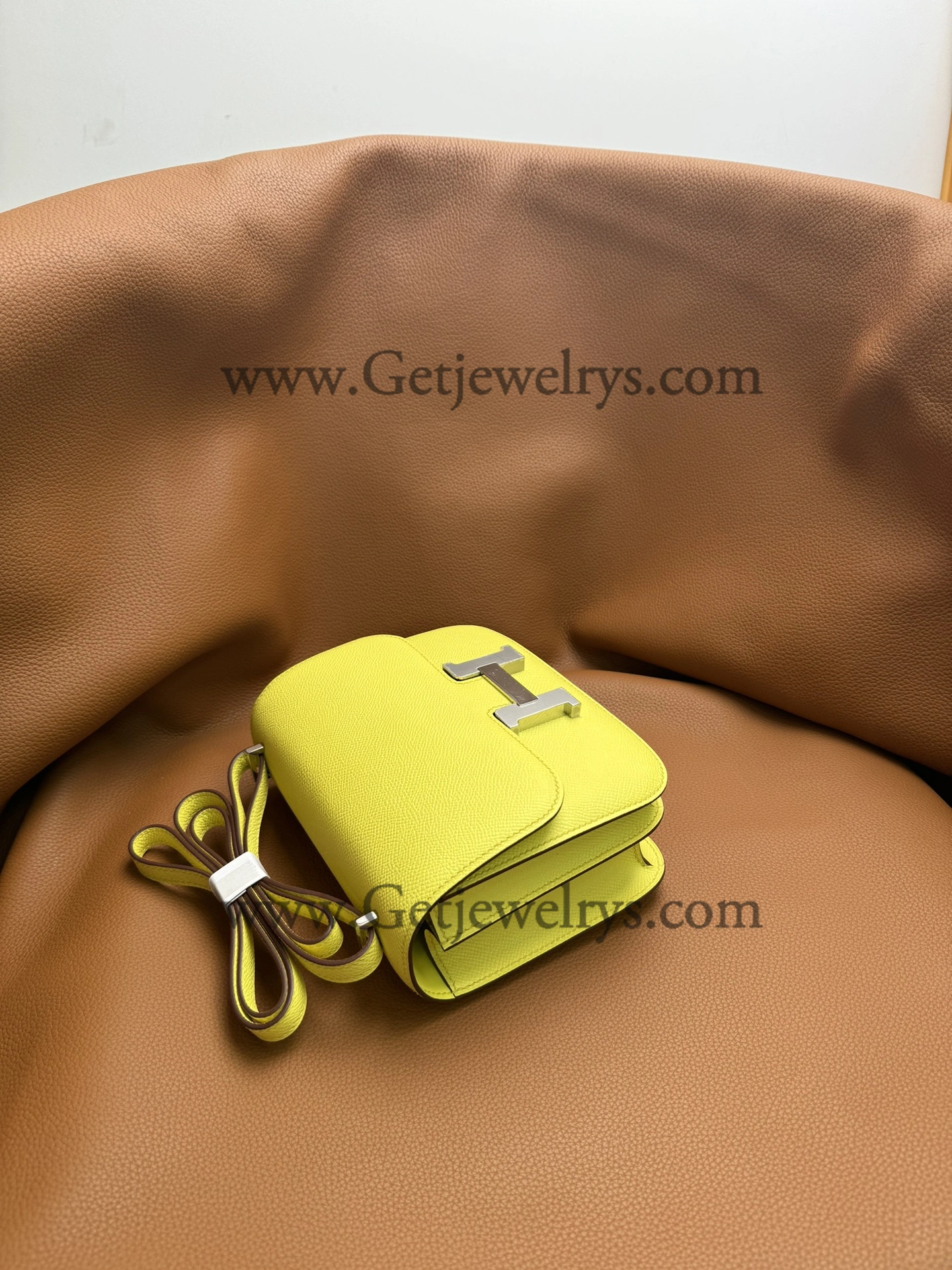 Hermes Constance 18cm Lemon-Yellow Epsom Leather Bag with Silver Hardware