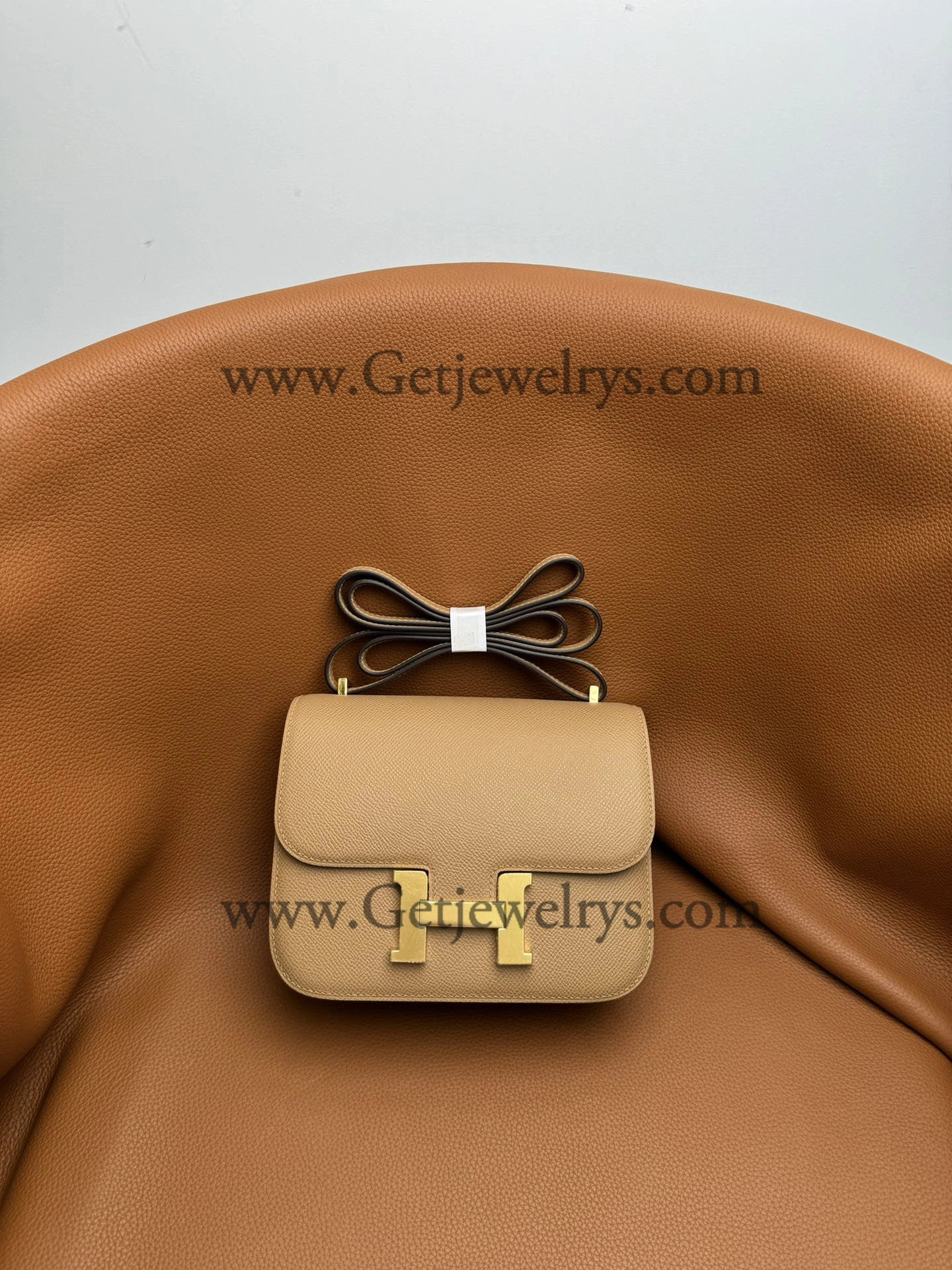 Hermes Constance 18cm Milk-Tea Epsom Leather Bag with Gold Hardware